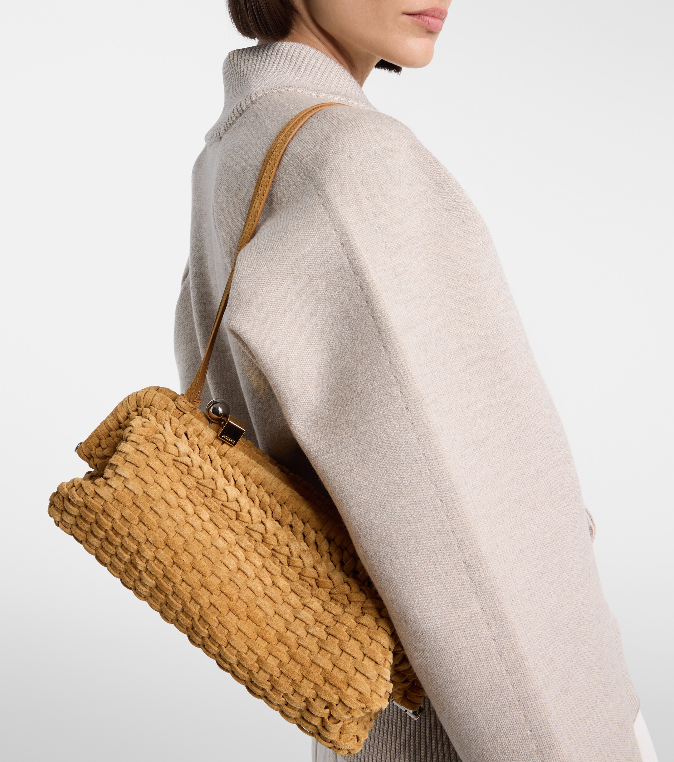 Jacquemus Salon woven suede clutch