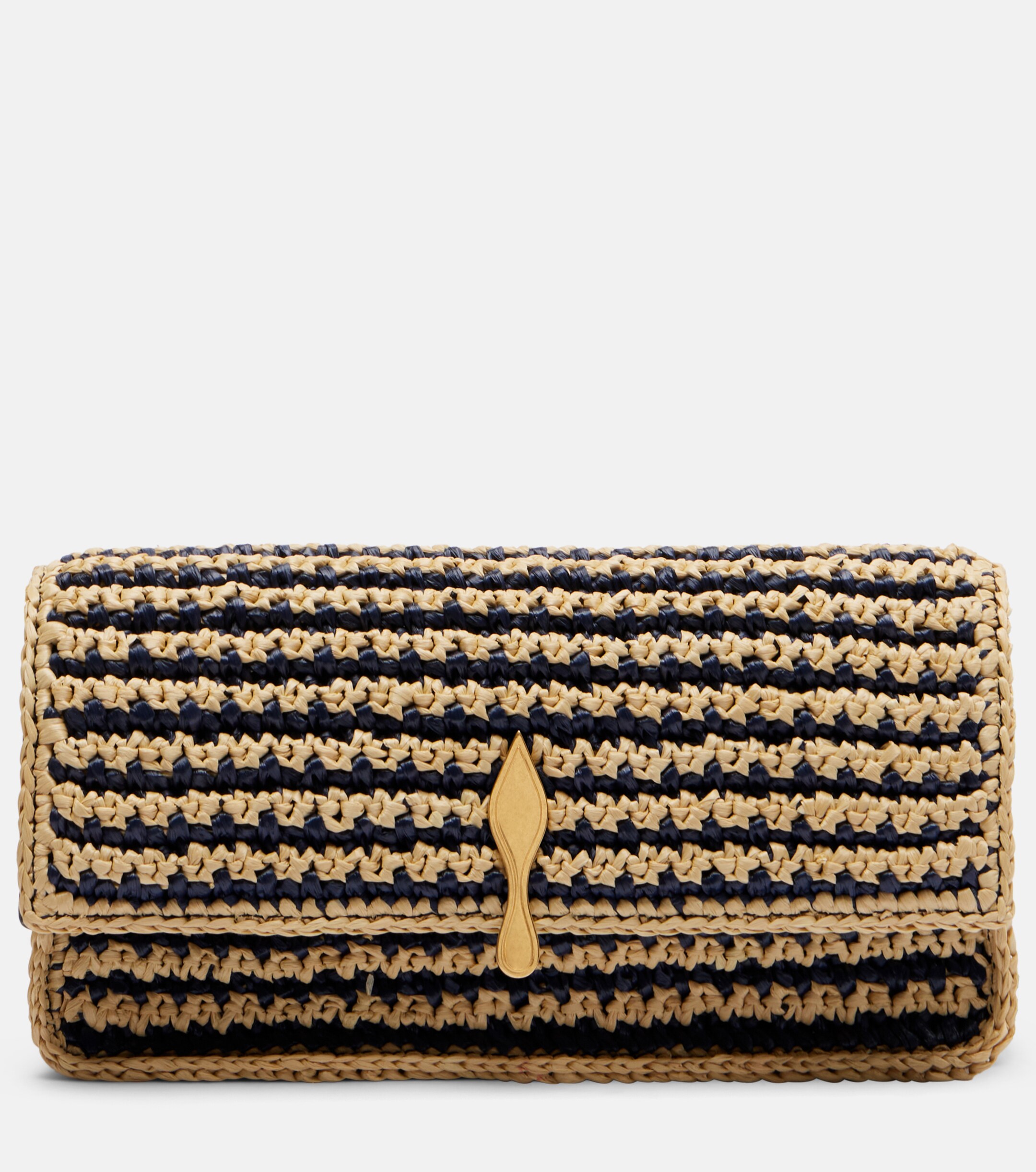 CHRISTIAN LOUBOUTIN Bettina Mini leather-trimmed crochet clutch