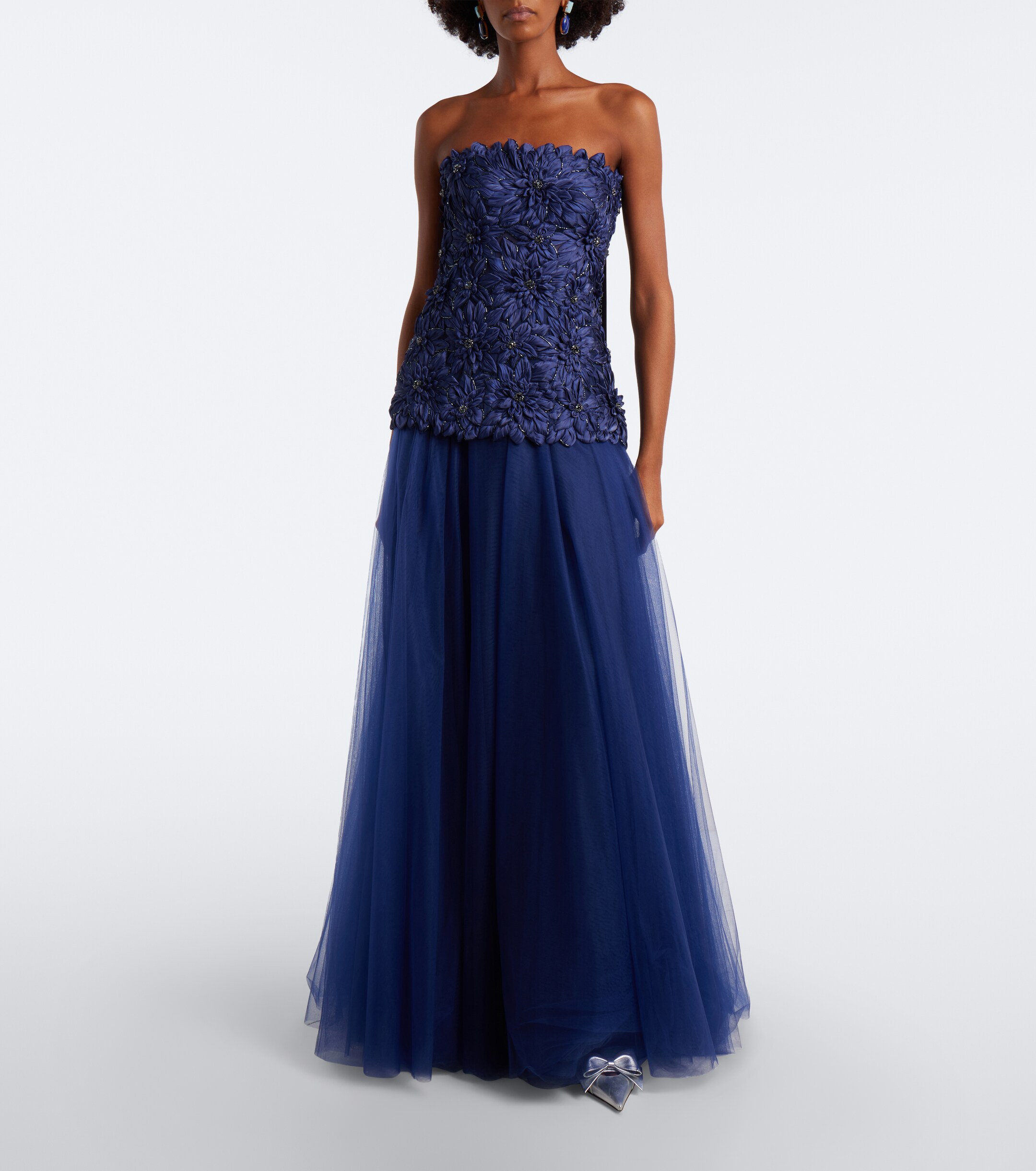 Costarellos Costarellos Gisella tulle and Lurex satin bustier gown