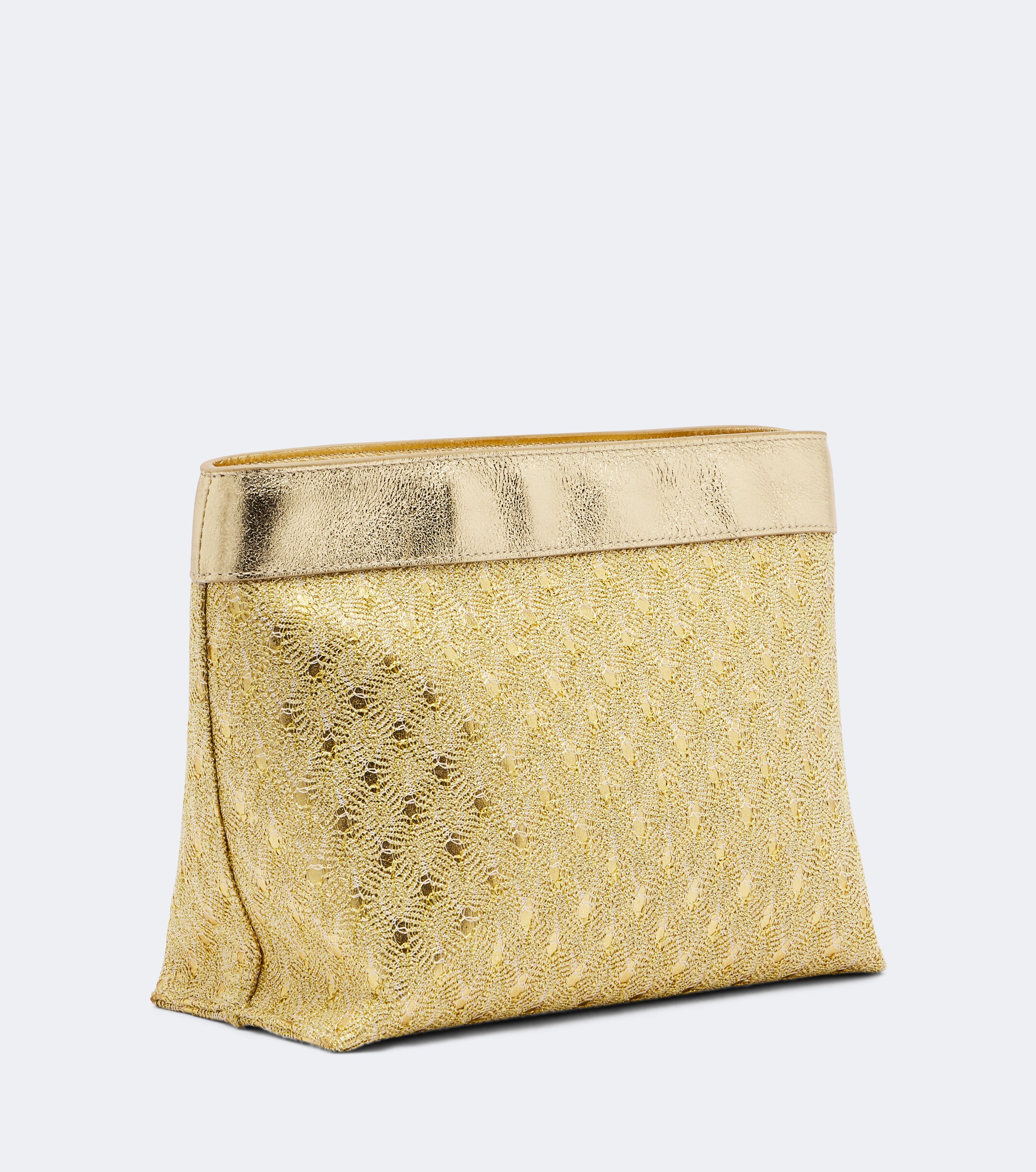 Missoni Mini leather-trimmed lamé pouch