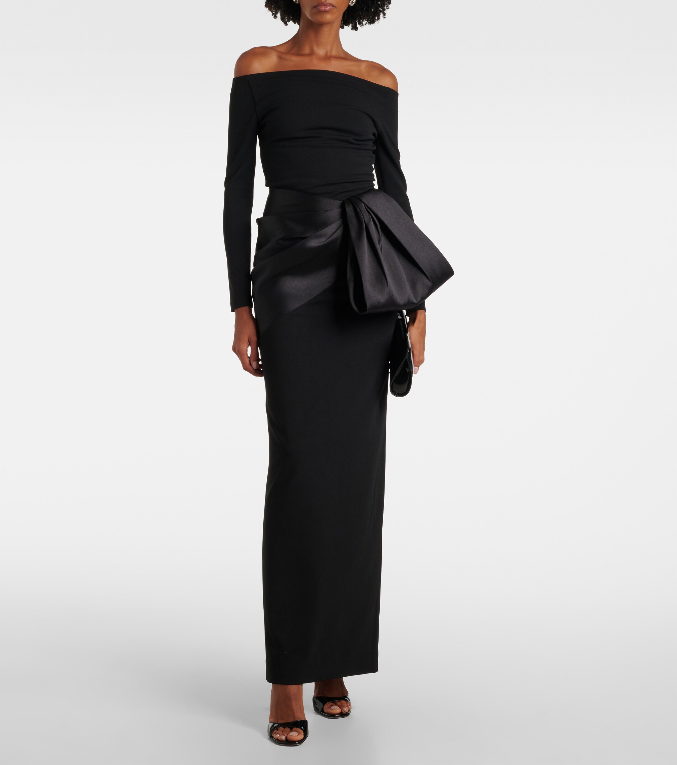 Solace London Kori off-shoulder bow-detail gown