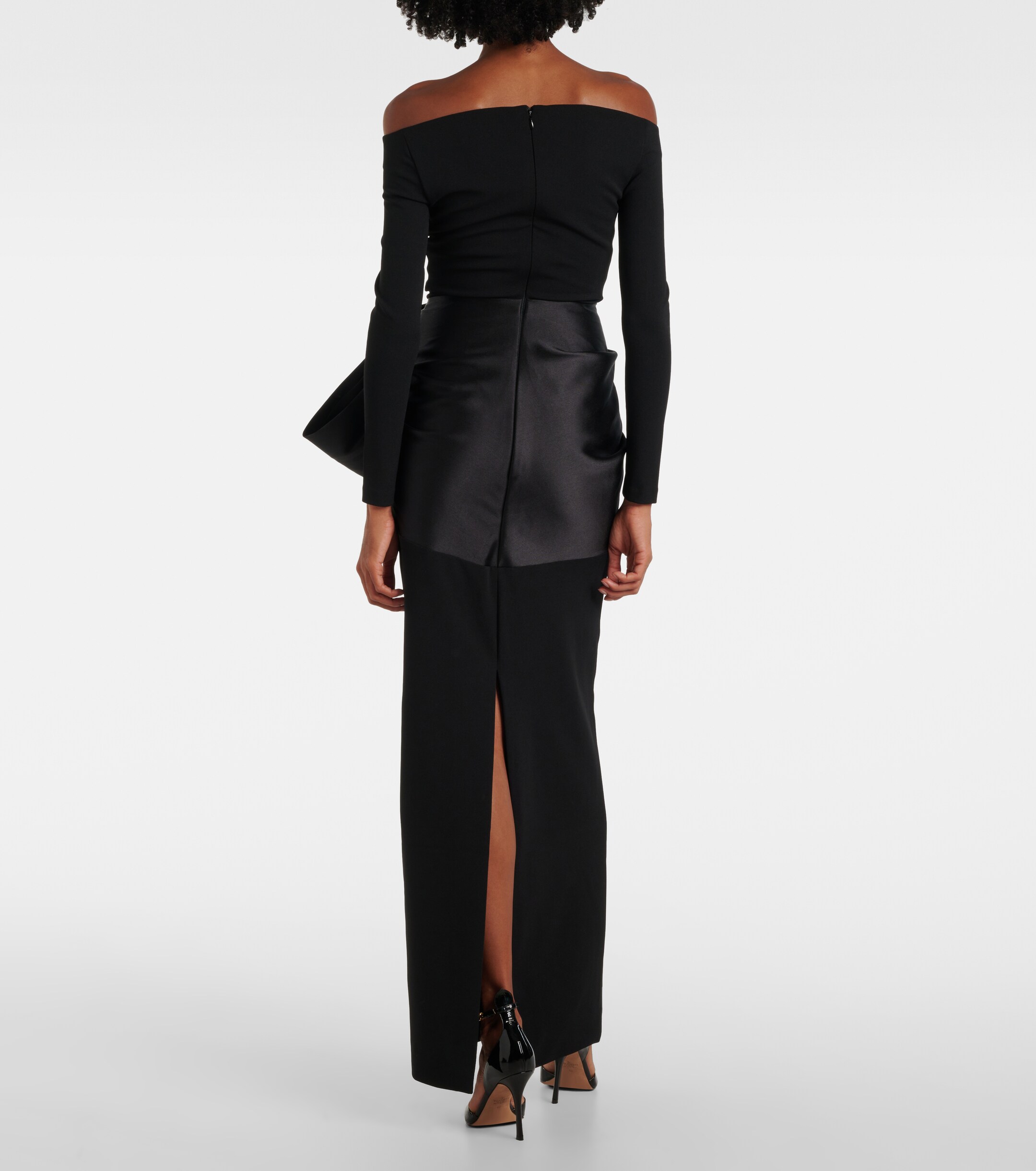 Solace London Kori off-shoulder bow-detail gown