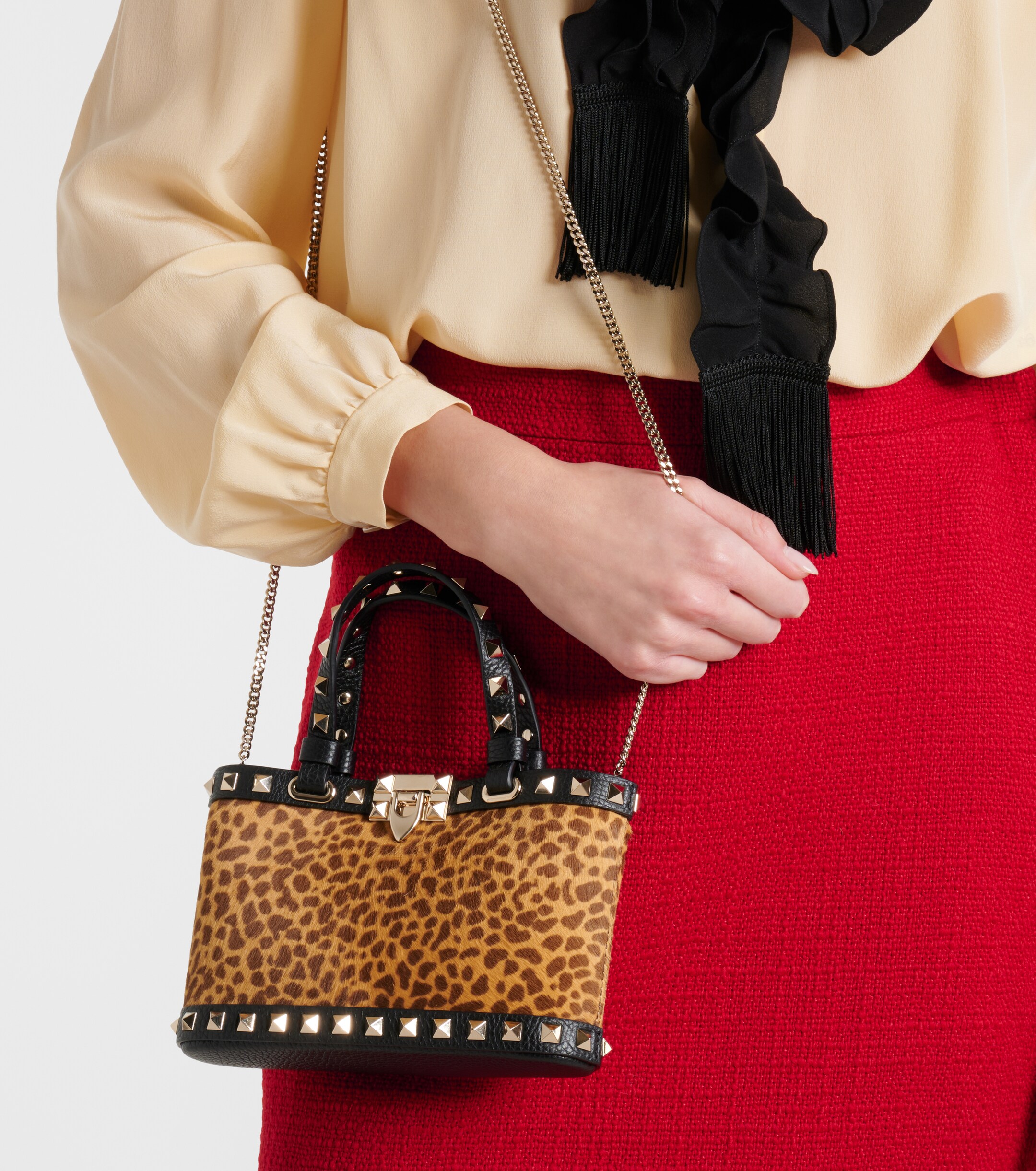 Valentino Garavani Rockstud calf hair top-handle bag thumbnail