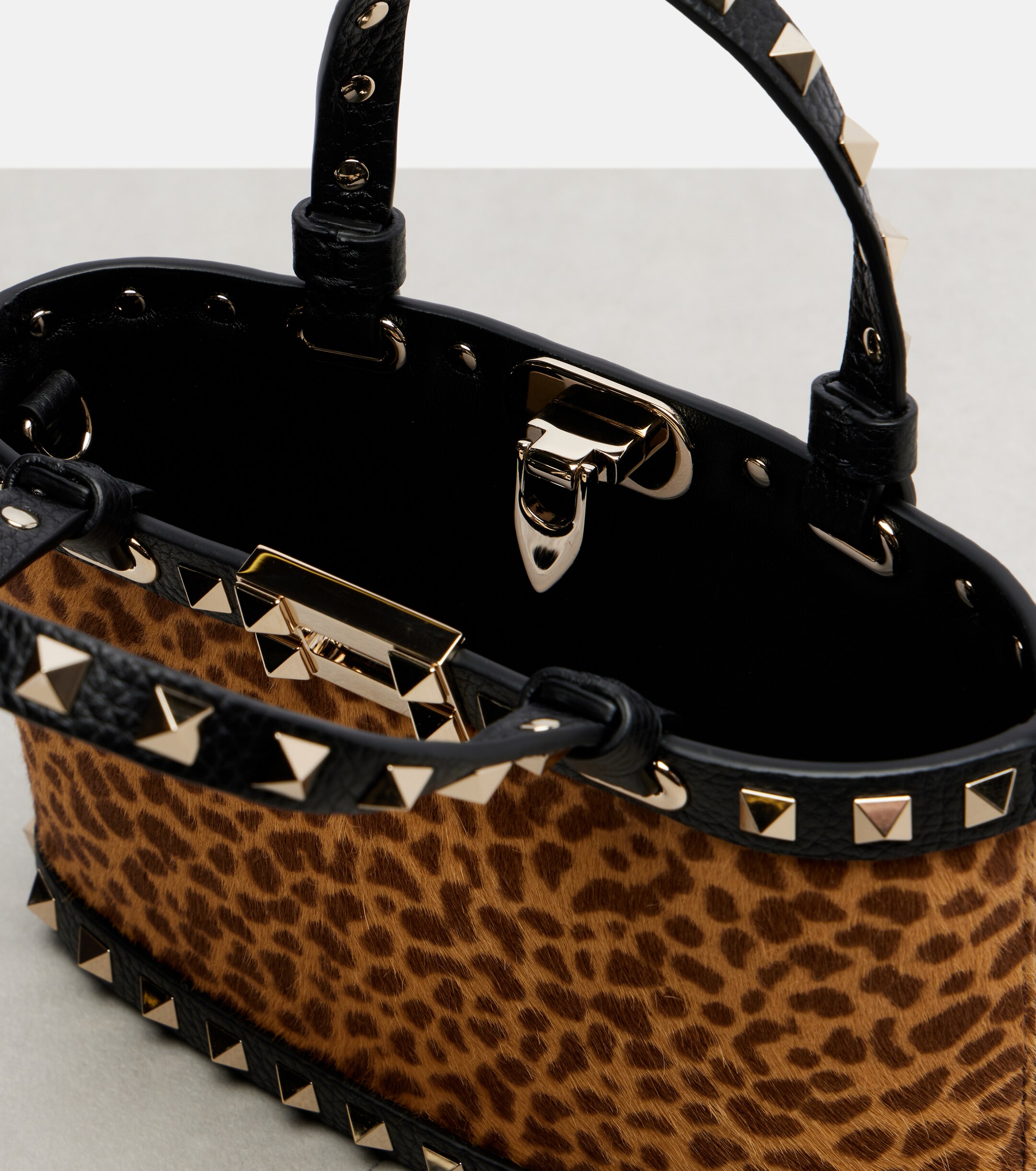 Valentino Garavani Rockstud calf hair top-handle bag thumbnail