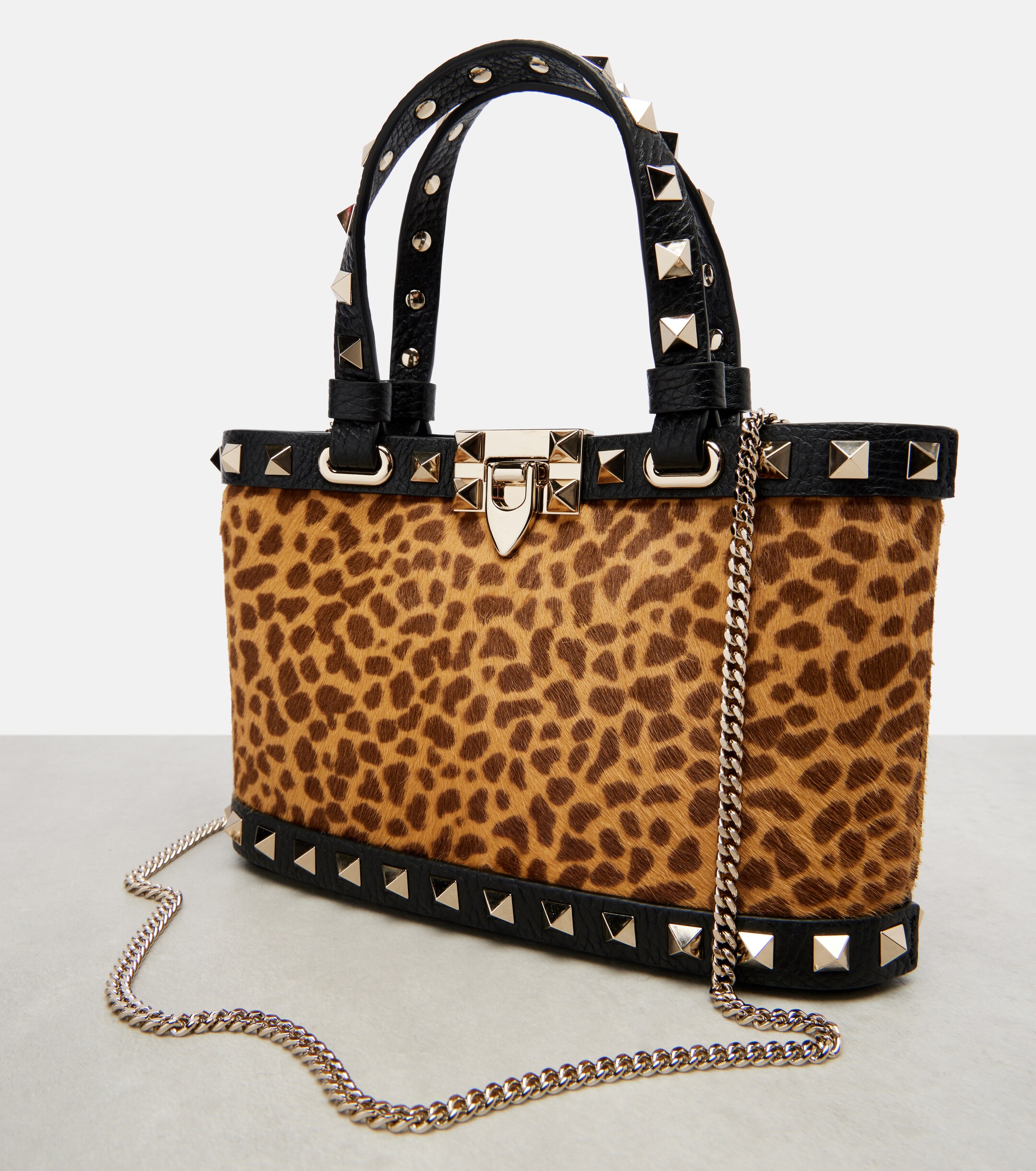 Valentino Garavani Rockstud calf hair top-handle bag thumbnail