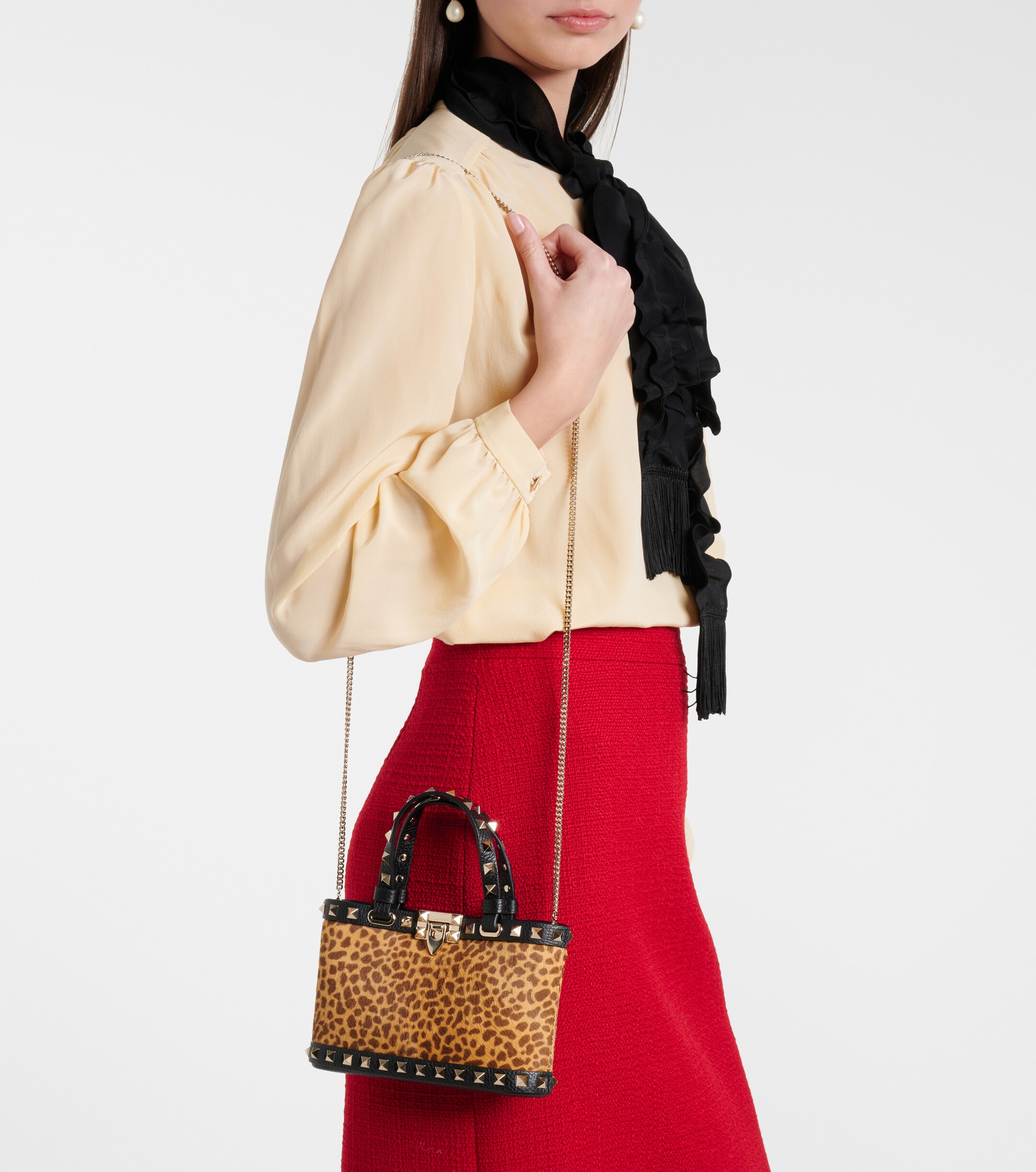 Valentino Garavani Rockstud calf hair top-handle bag thumbnail