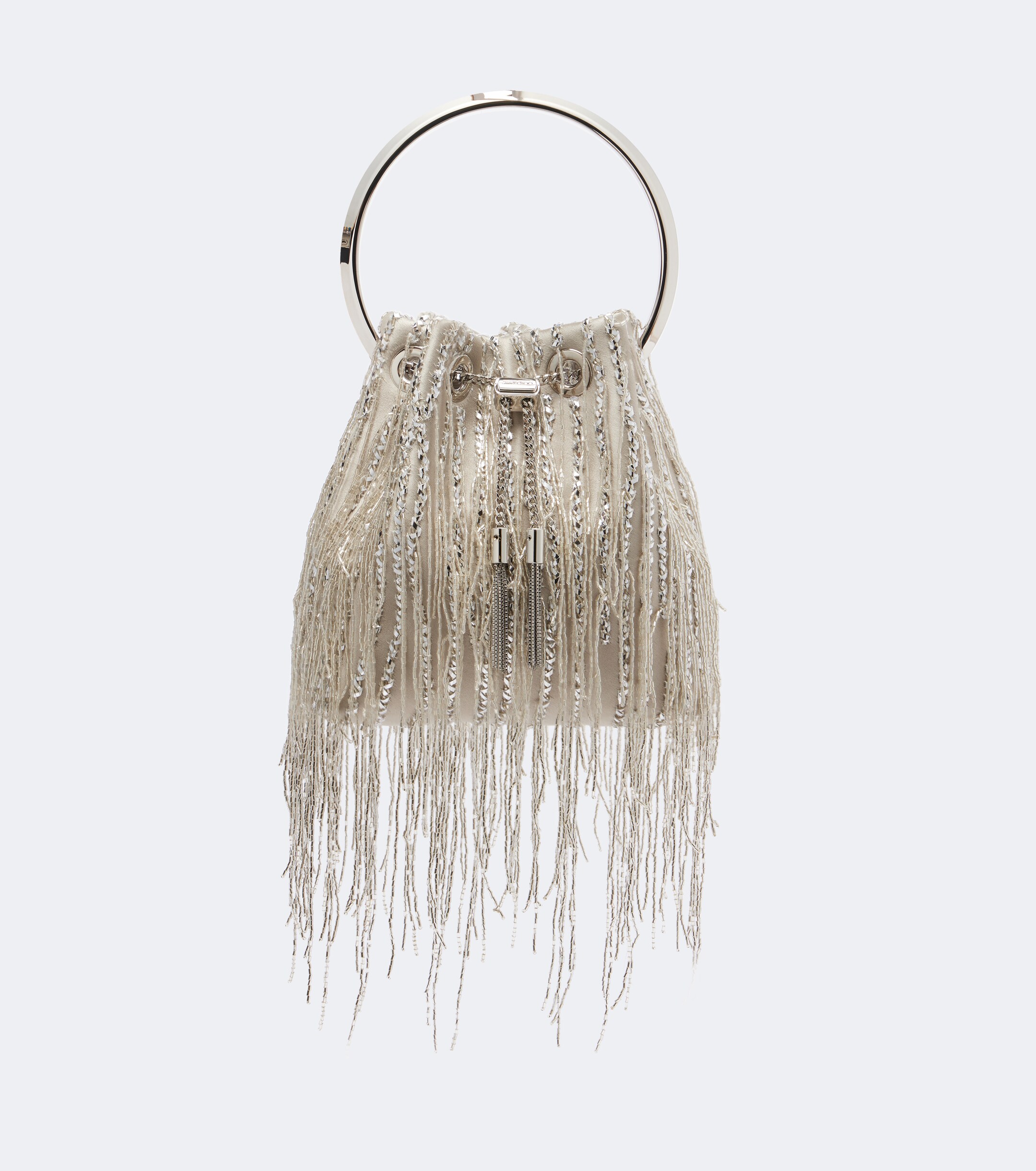 JIMMY CHOO Bon Bon embellished satin bucket bag