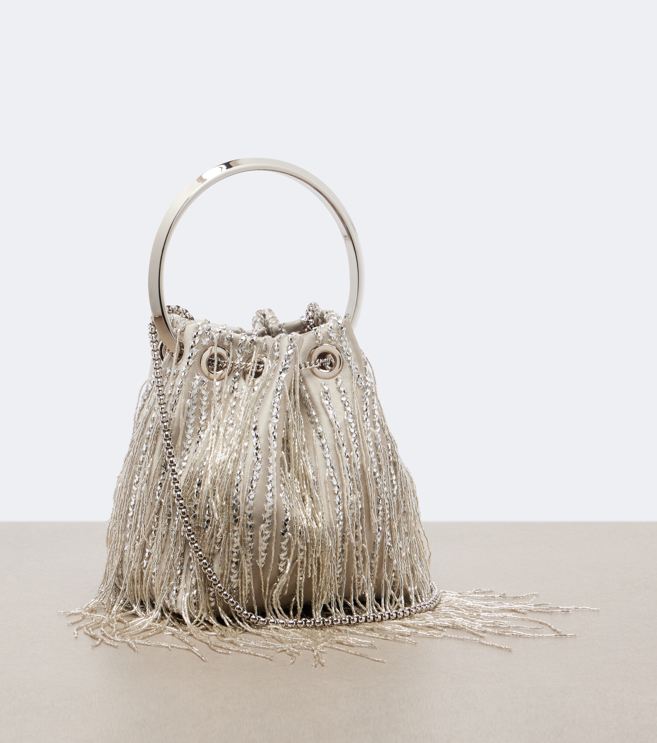 JIMMY CHOO Bon Bon embellished satin bucket bag