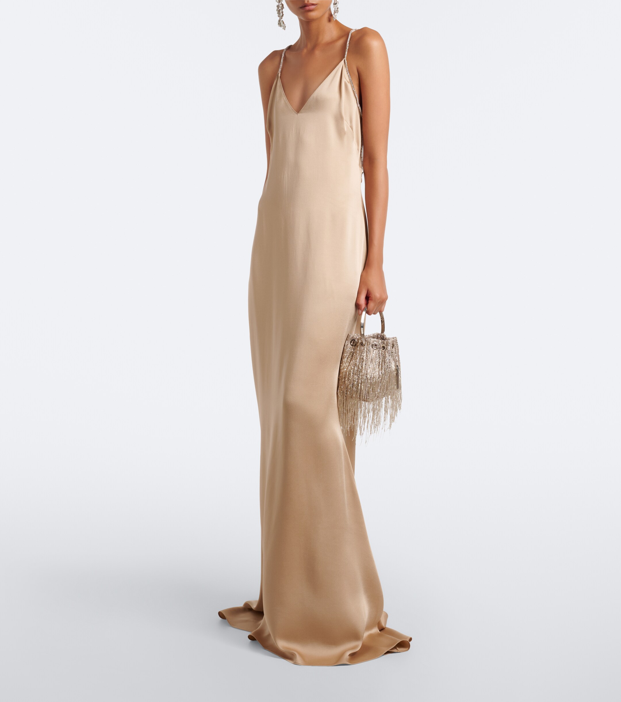 JIMMY CHOO Bon Bon embellished satin bucket bag
