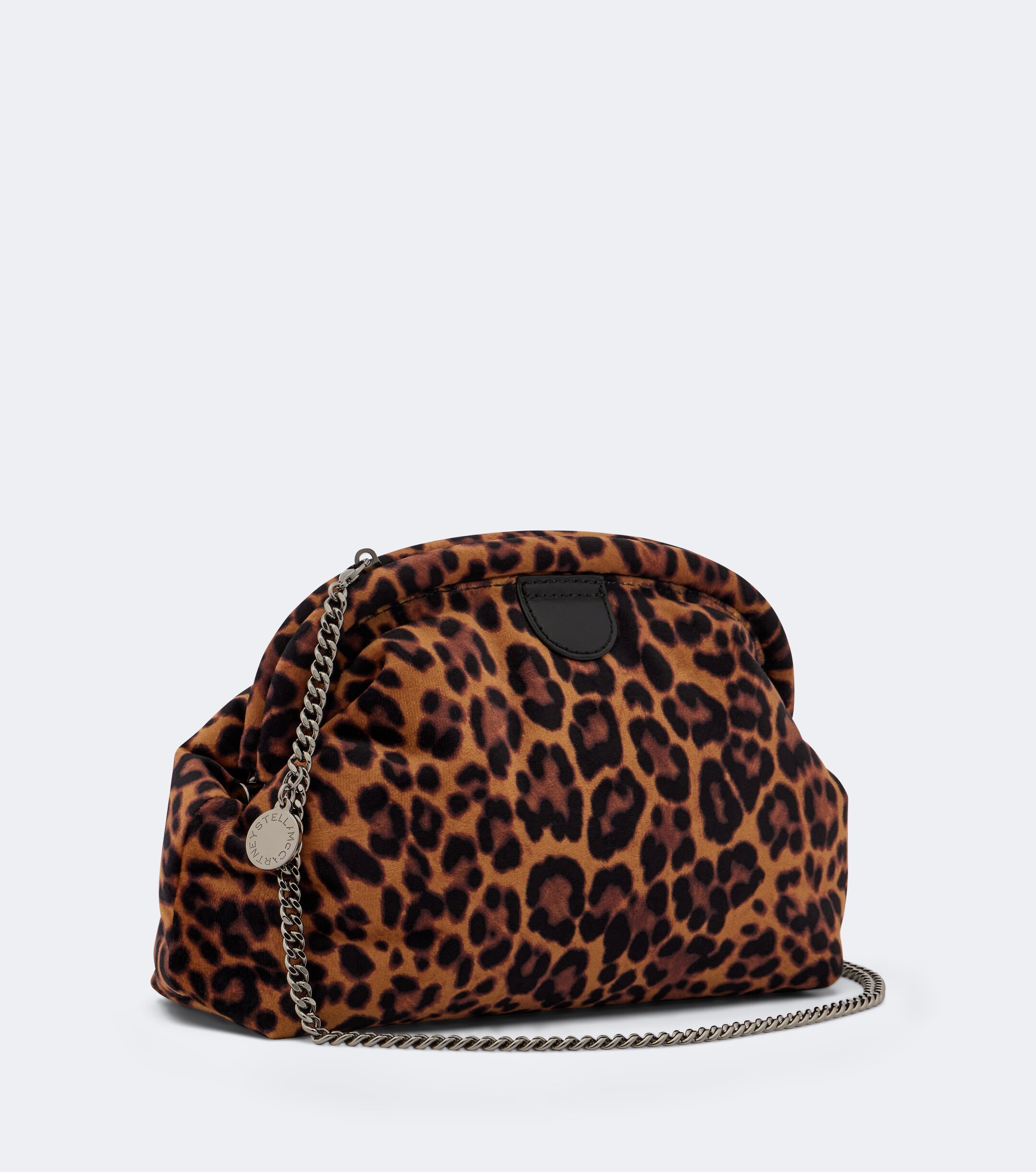 Stella McCartney Falabella Small leopard-print velvet clutch