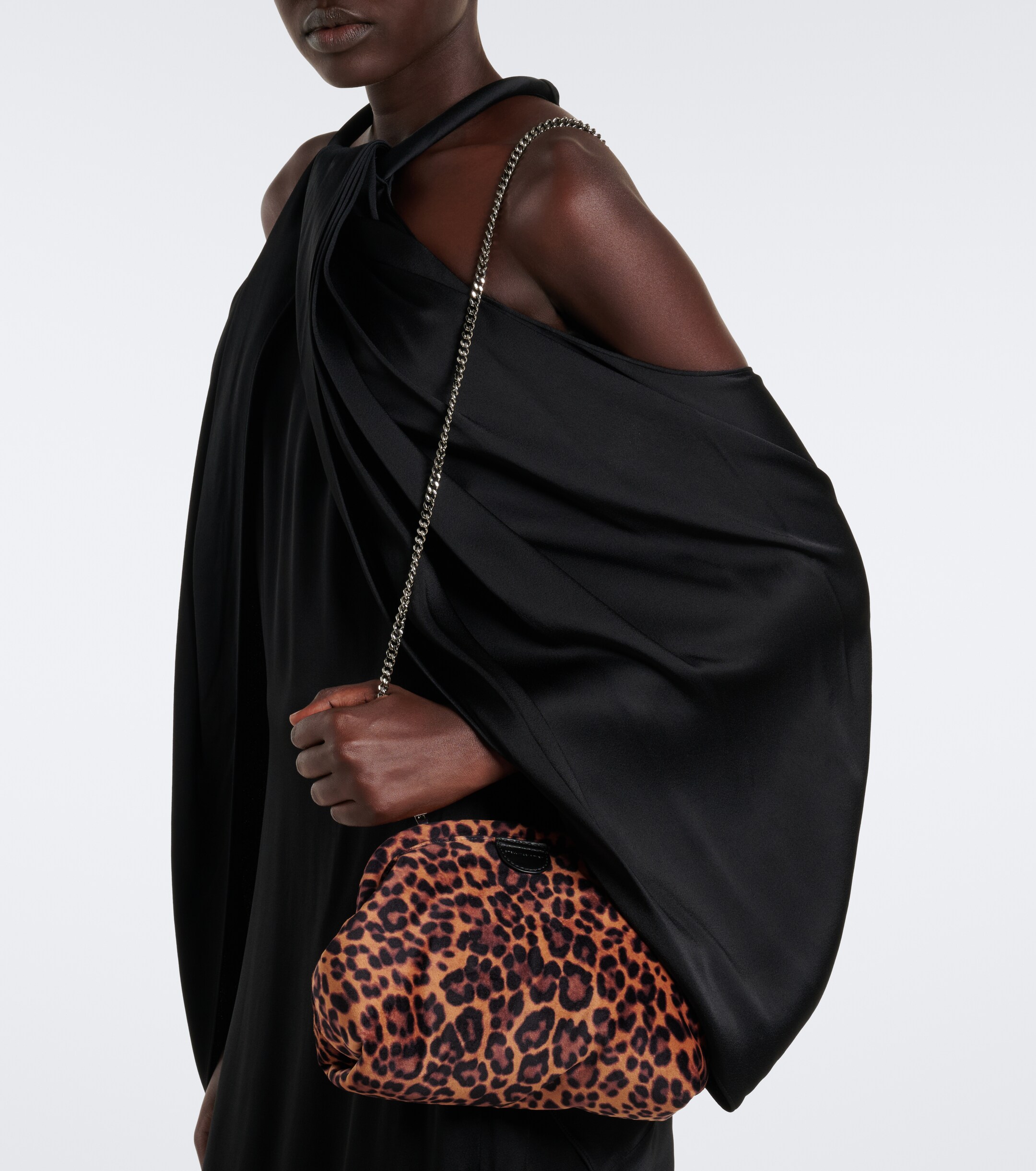 Stella McCartney Falabella Small leopard-print velvet clutch