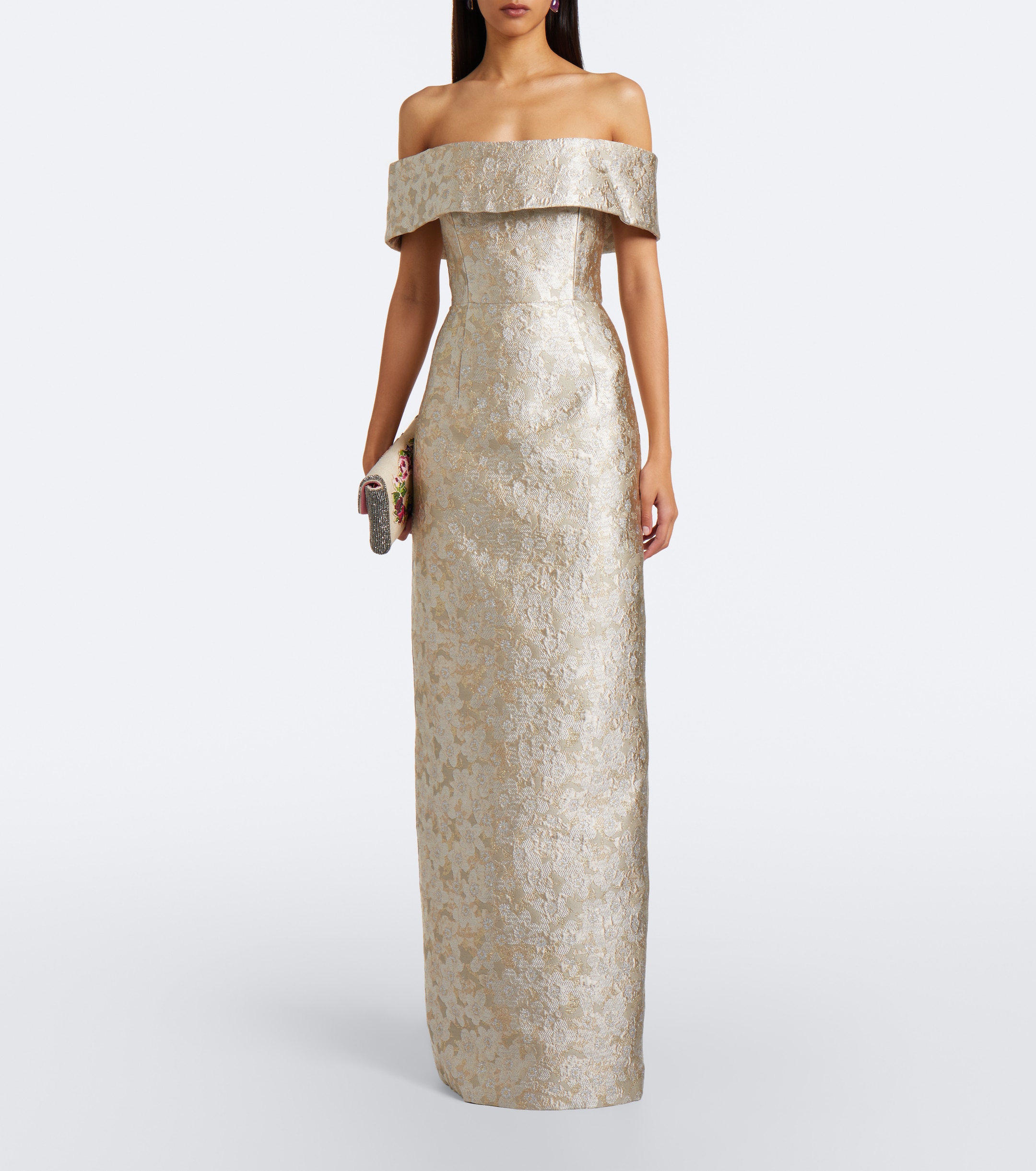 Markarian Markarian Clover floral brocade bustier gown