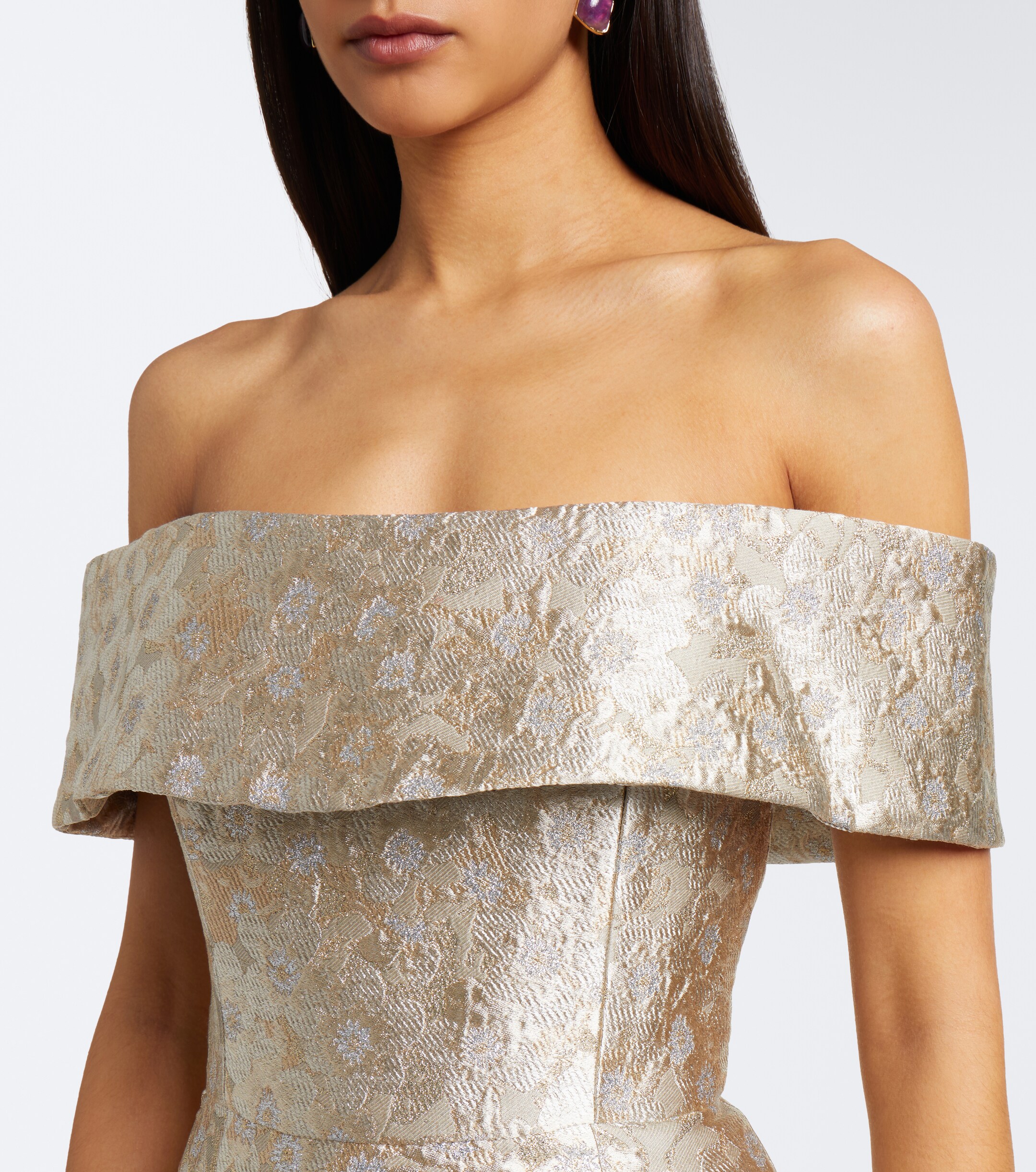 Markarian Markarian Clover floral brocade bustier gown