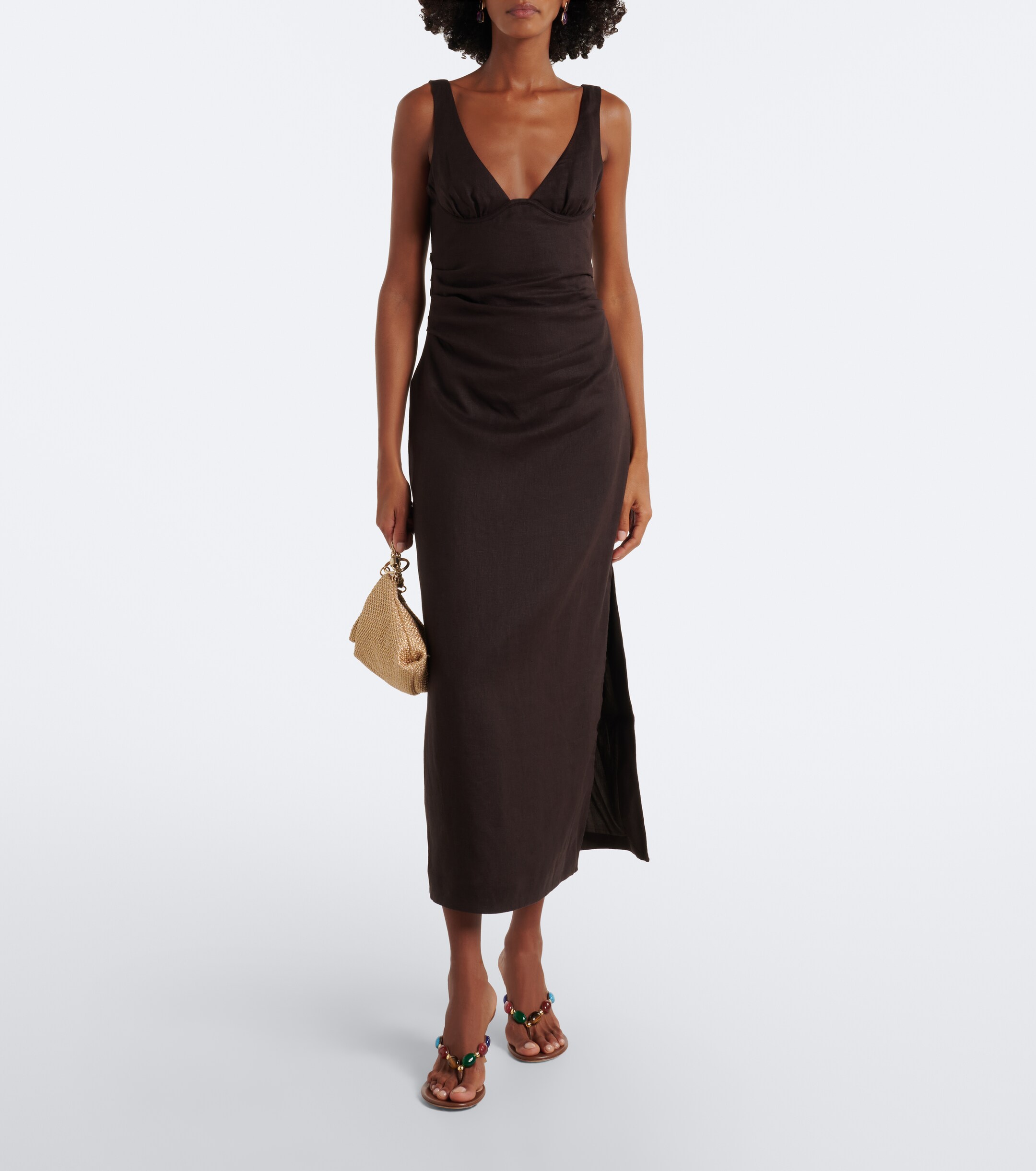 SIR. SIR Draped linen midi dress