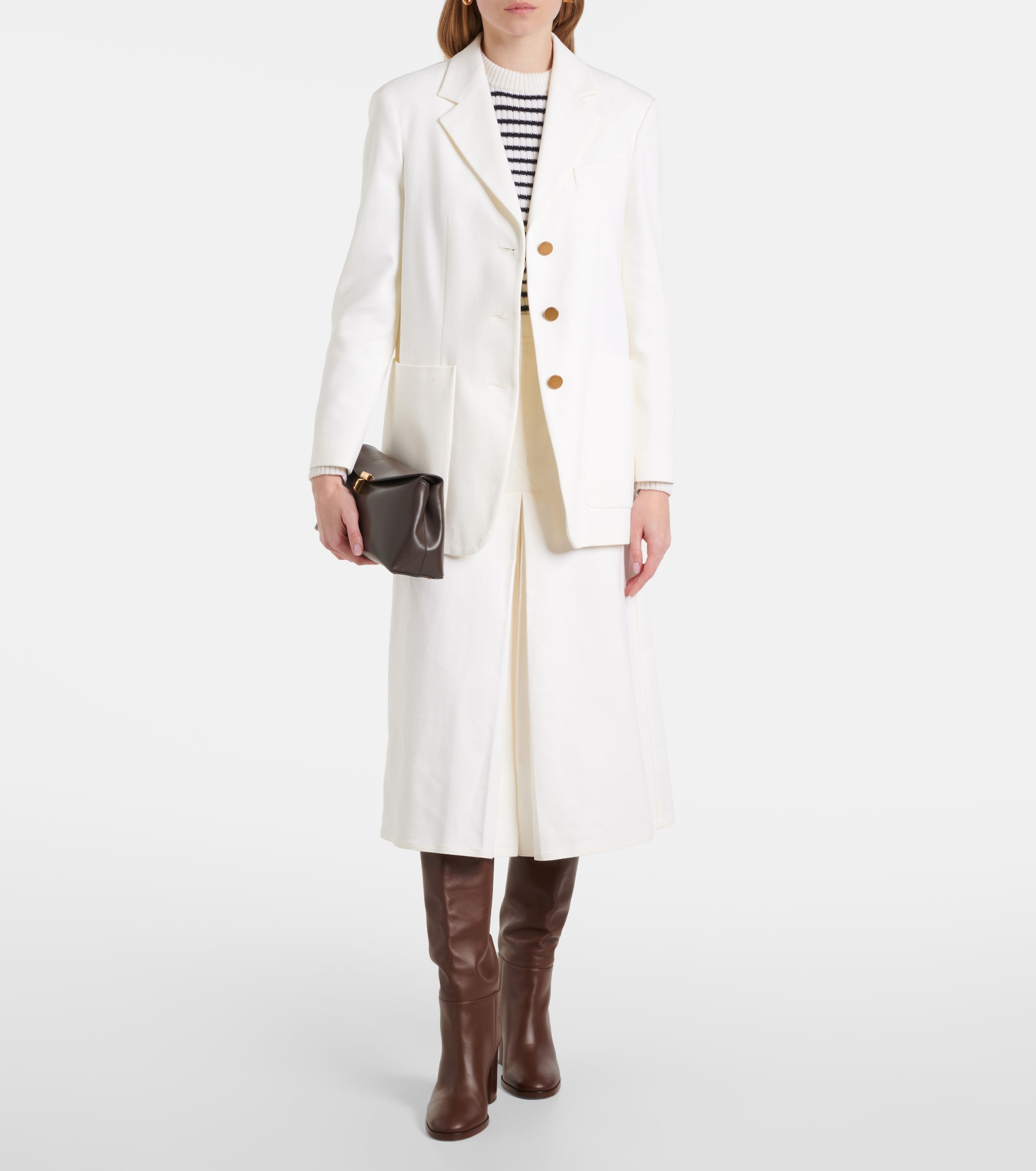 Max Mara Renoir pleated cotton midi skirt