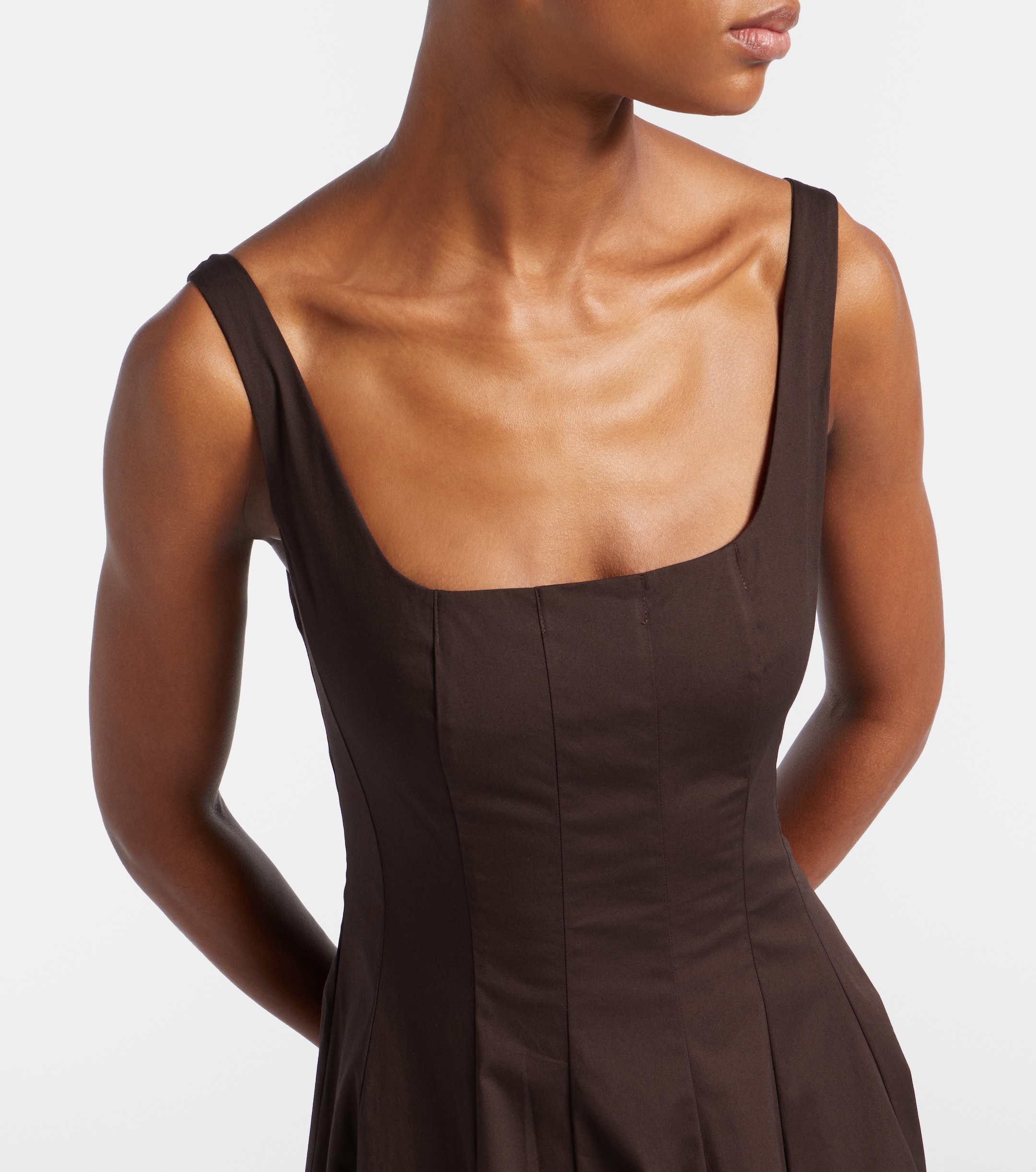 Staud Pleated cotton midi dress