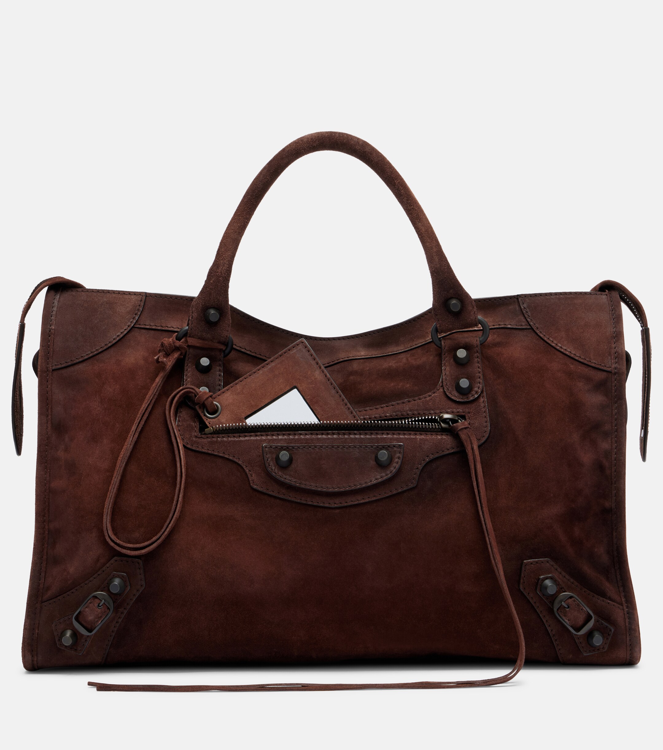 Balenciaga Le City Medium suede top-handle bag