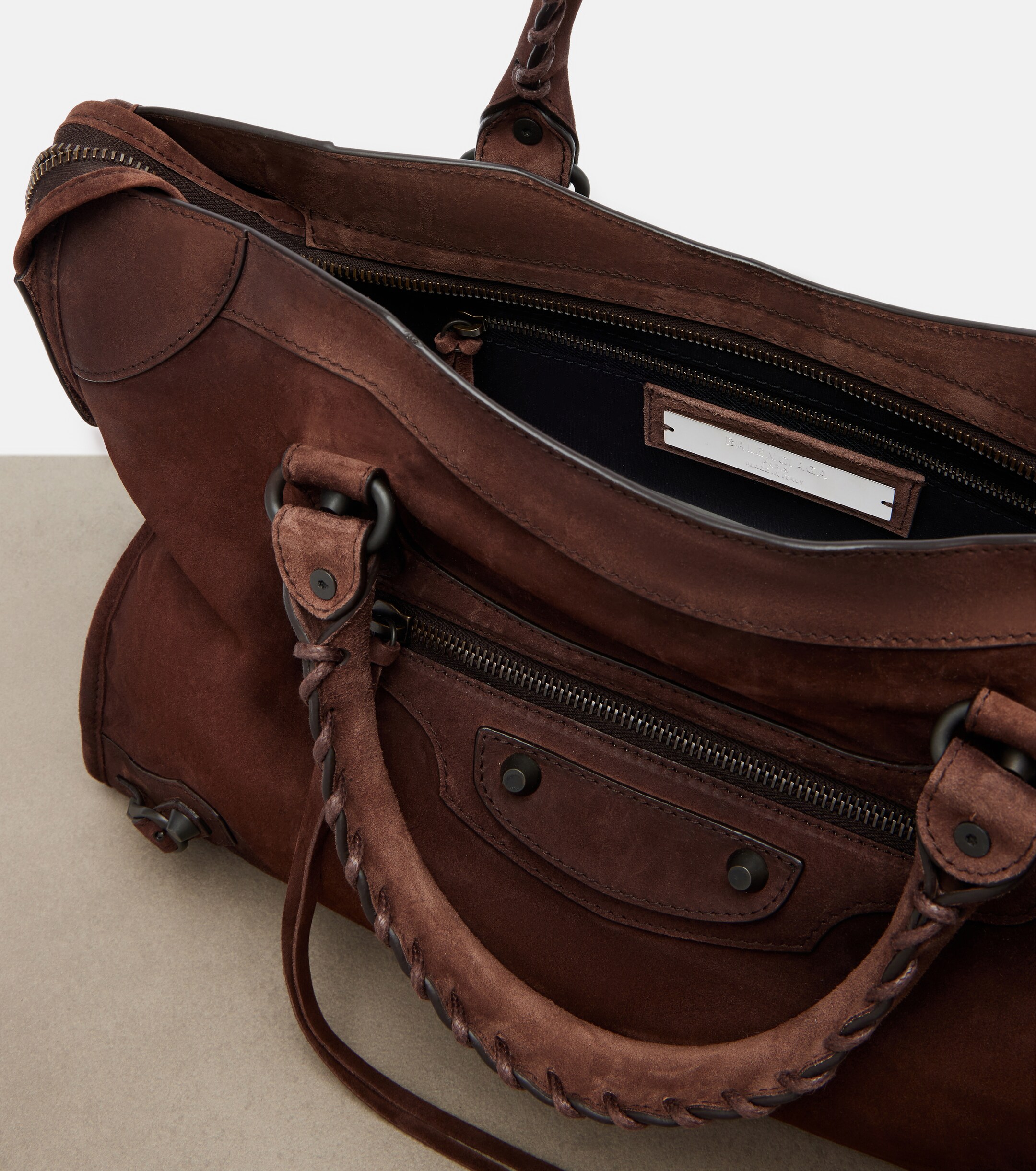 Balenciaga Le City Medium suede top-handle bag