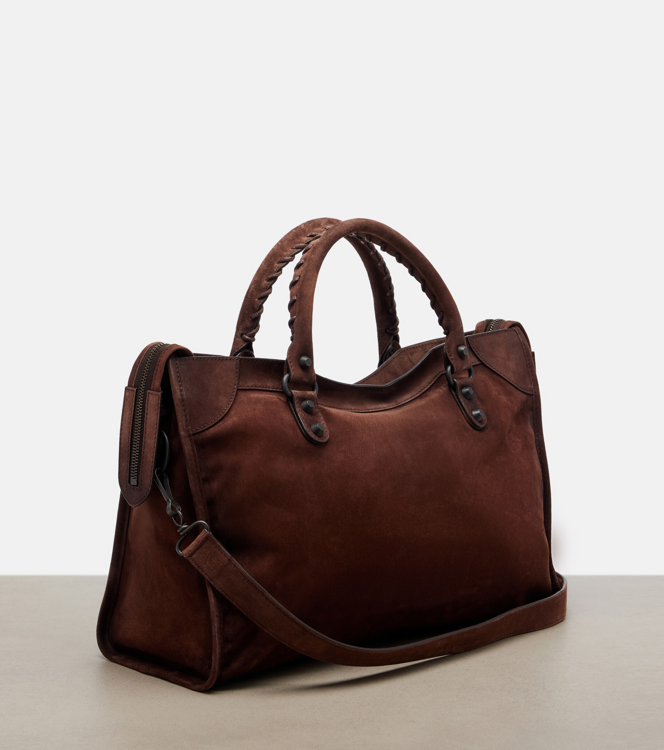Balenciaga Le City Medium suede top-handle bag