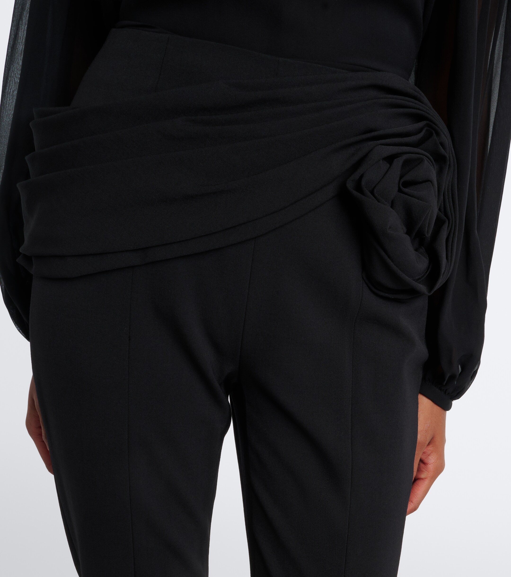 Carolina Herrera Carolina Herrera Floral-appliqué wool-blend leggings
