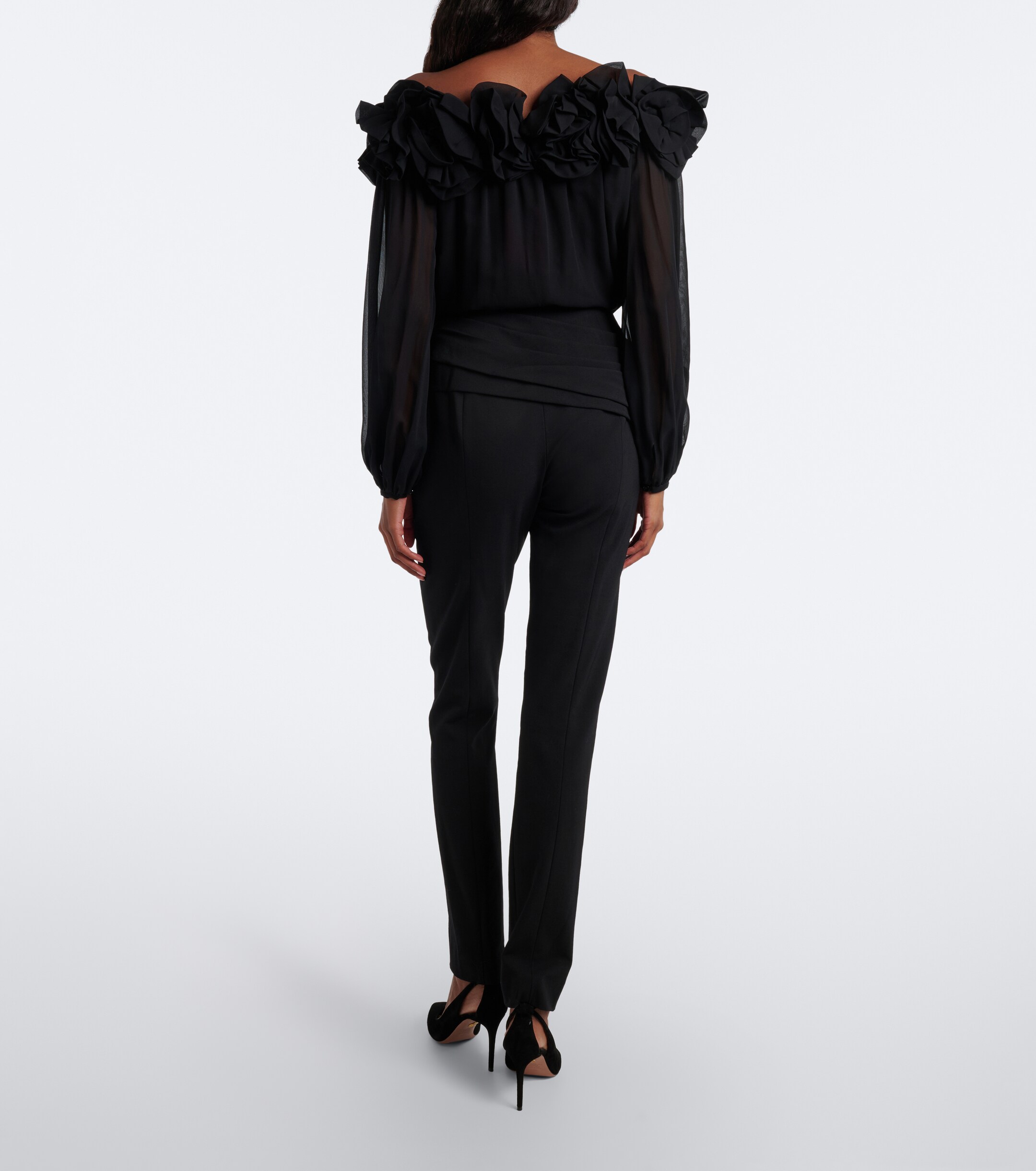 Carolina Herrera Carolina Herrera Floral-appliqué wool-blend leggings