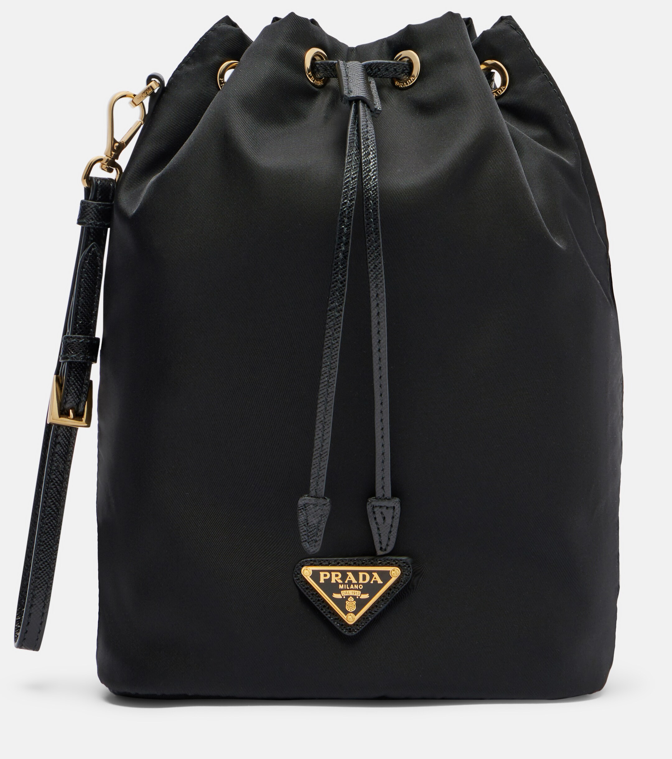 Prada Re-Nylon leather-trimmed bucket bag