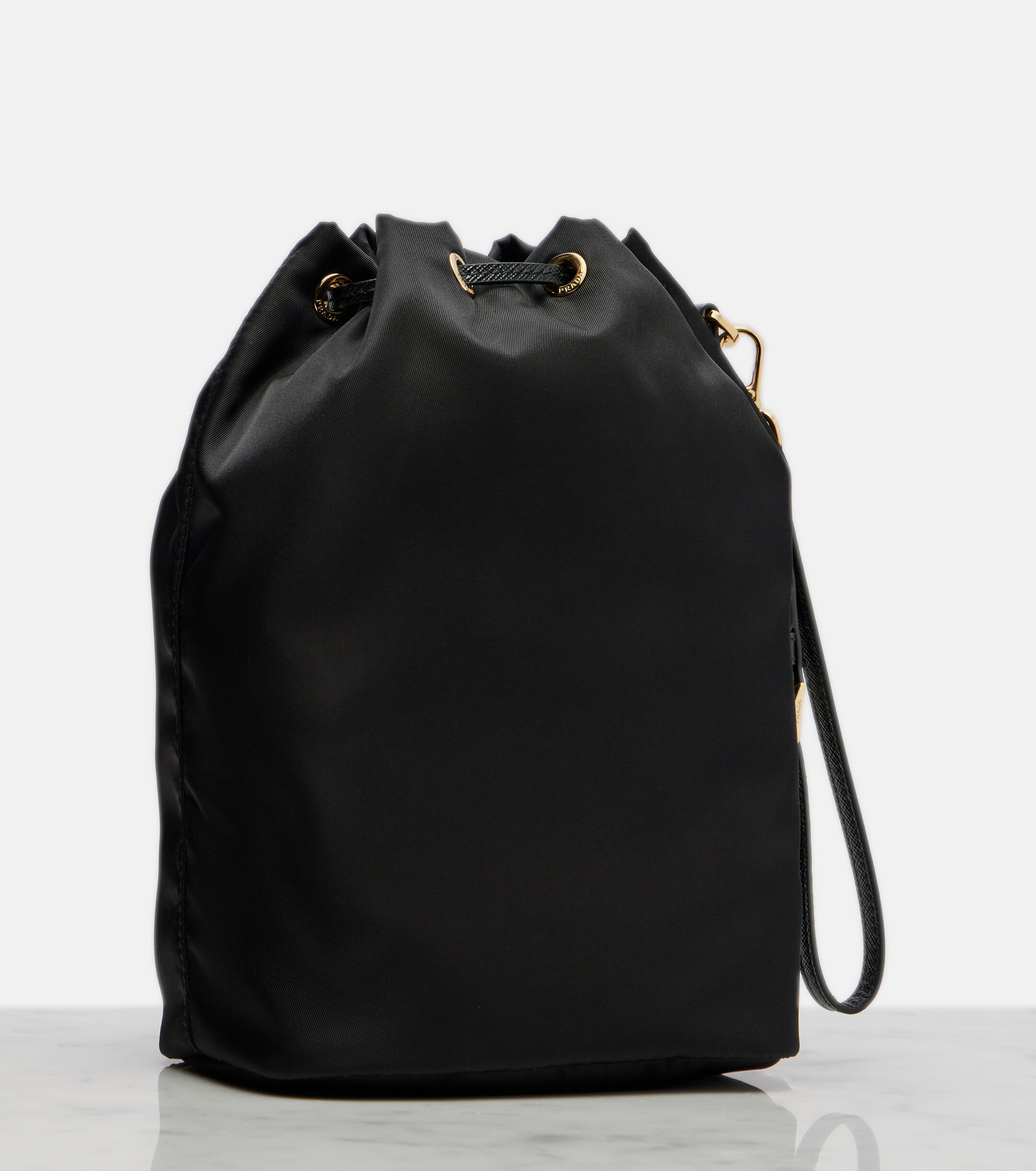 Prada Re-Nylon leather-trimmed bucket bag