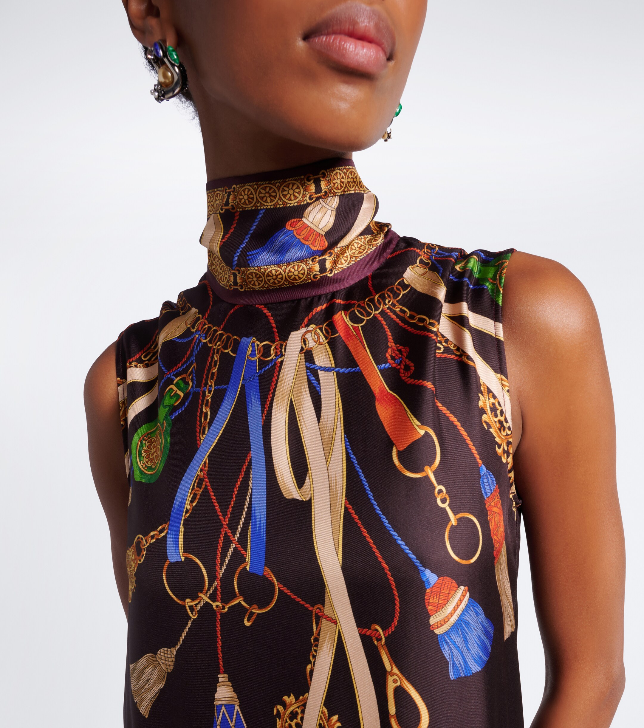 Etro Etro Draped printed silk twill gown