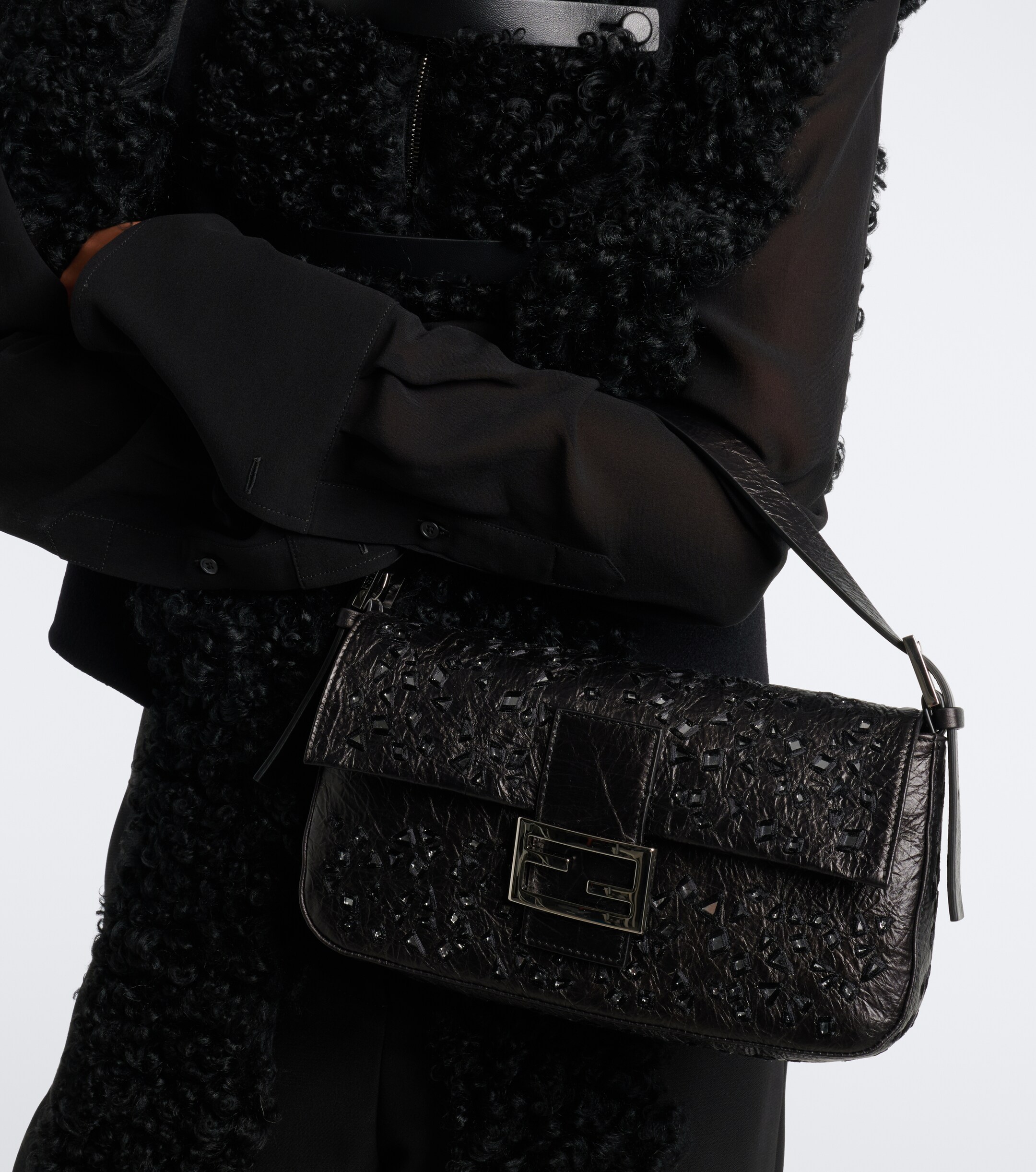 Fendi Baguette® 26424 Small embellished leather shoulder bag