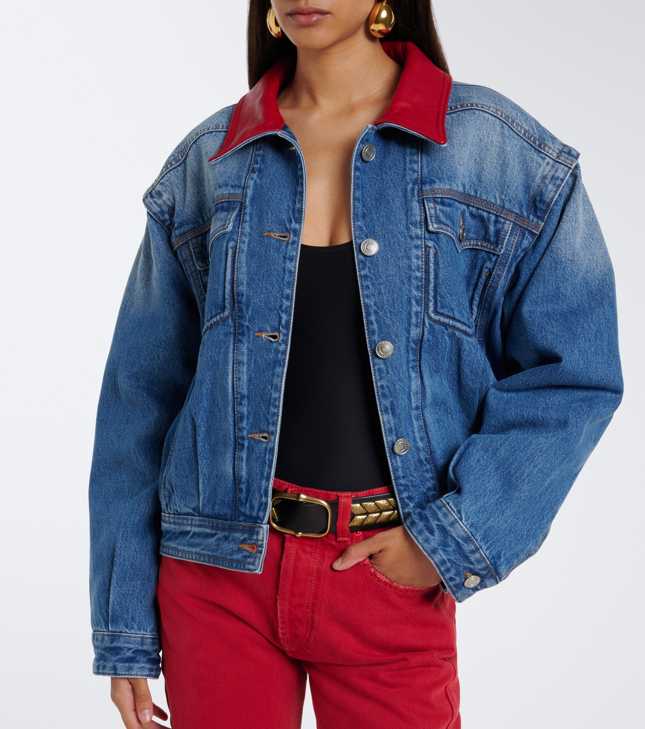 Isabel Marant Isabel Marant Devyn leather-trimmed denim jacket