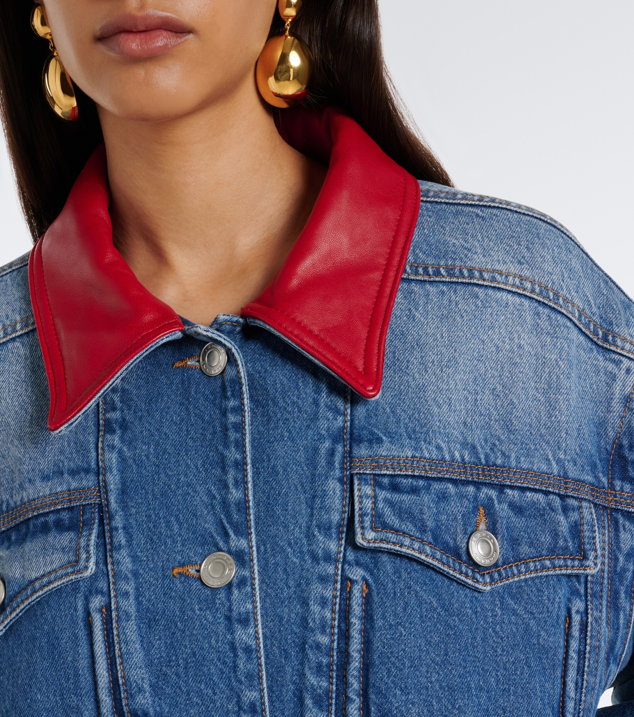 Isabel Marant Isabel Marant Devyn leather-trimmed denim jacket