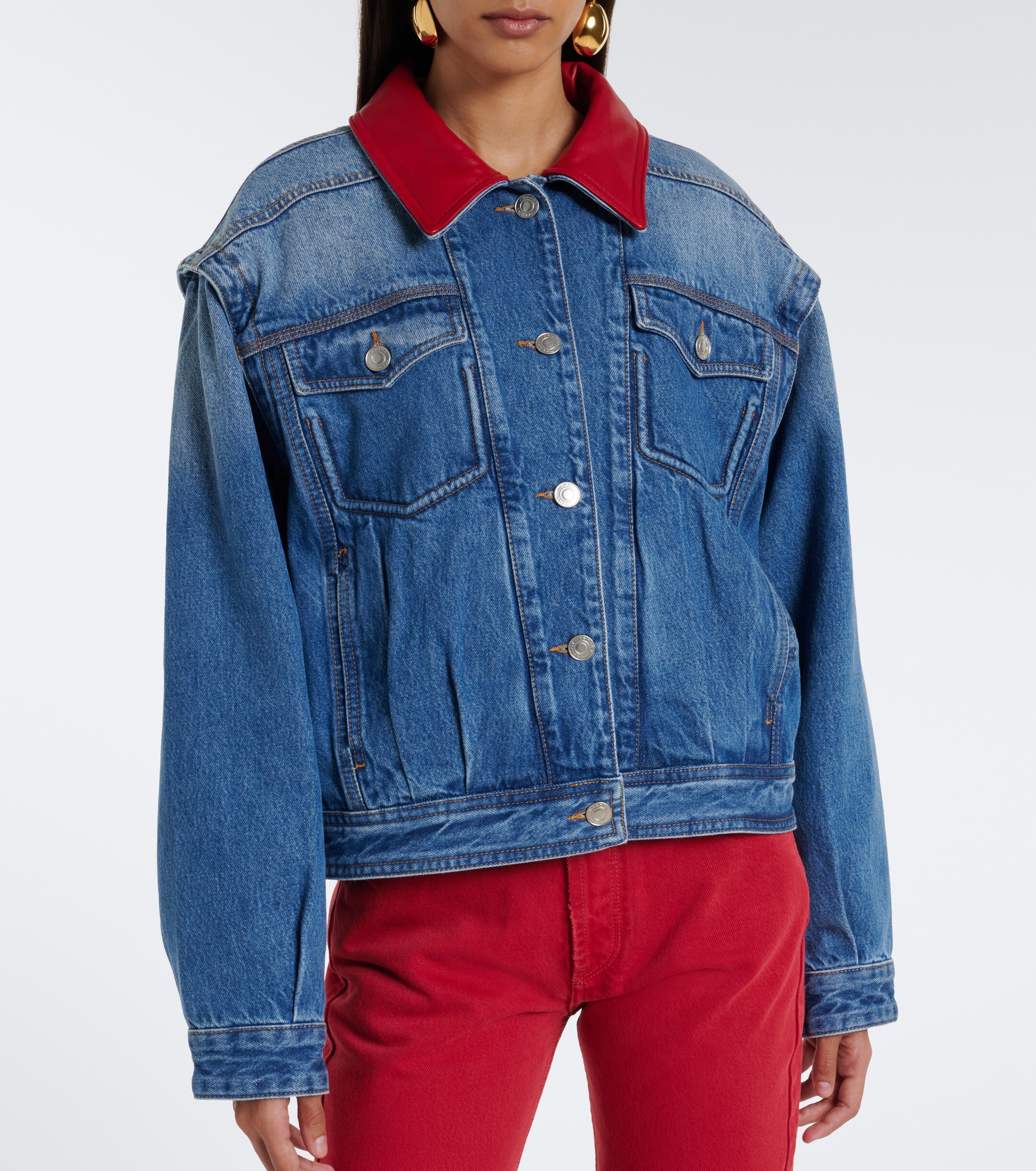 Isabel Marant Isabel Marant Devyn leather-trimmed denim jacket