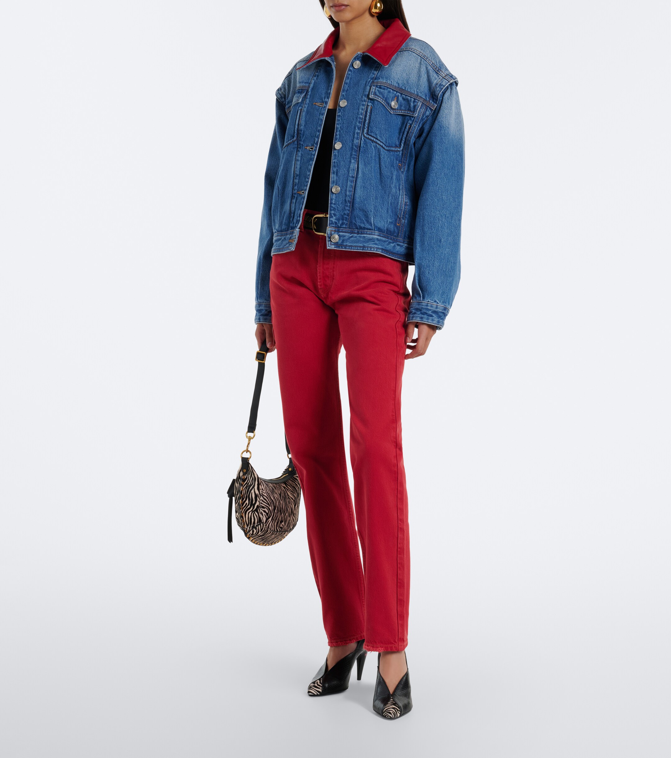 Isabel Marant Isabel Marant Devyn leather-trimmed denim jacket
