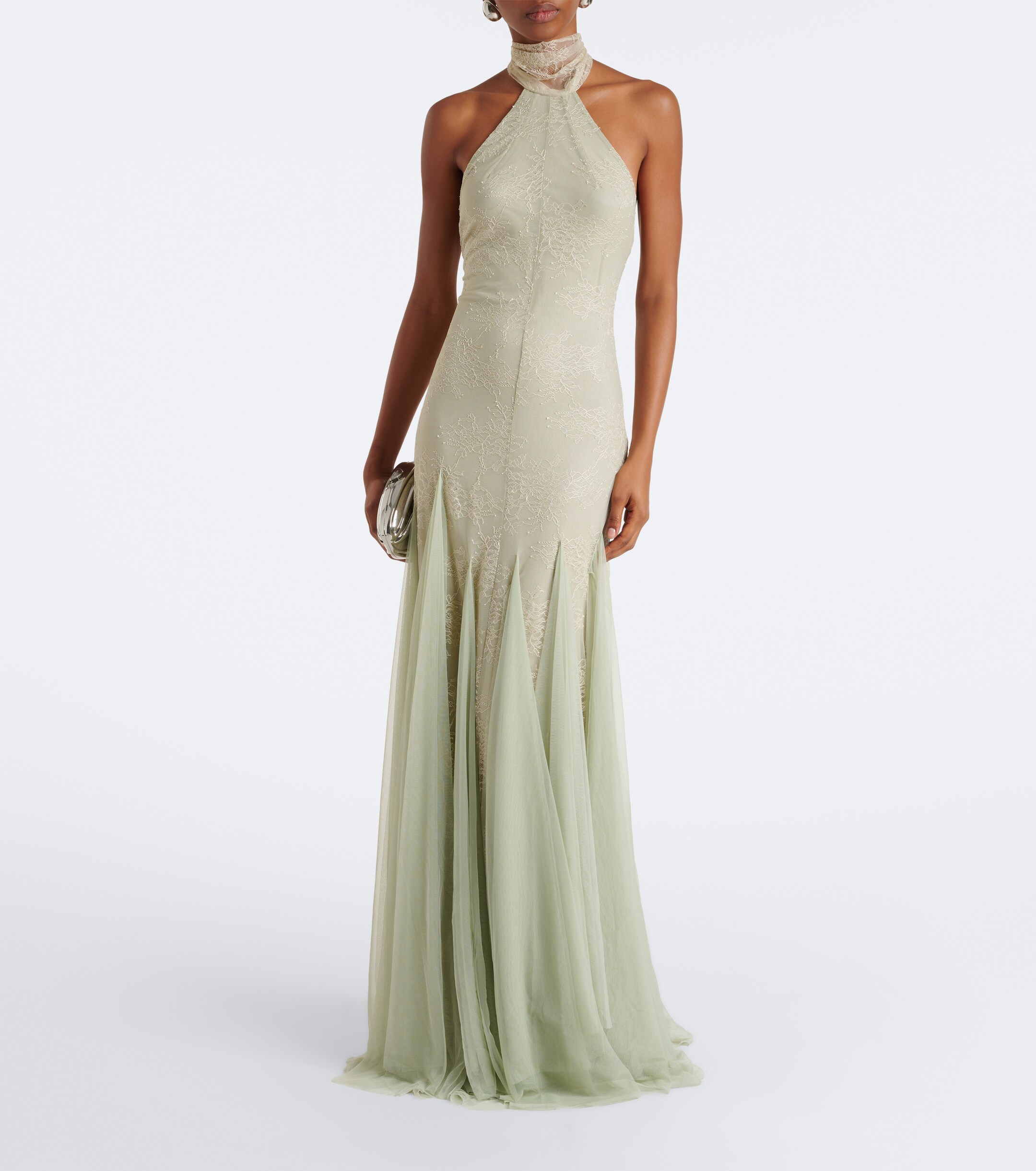 DE LA VALI De La Vali Elowen lace halterneck gown