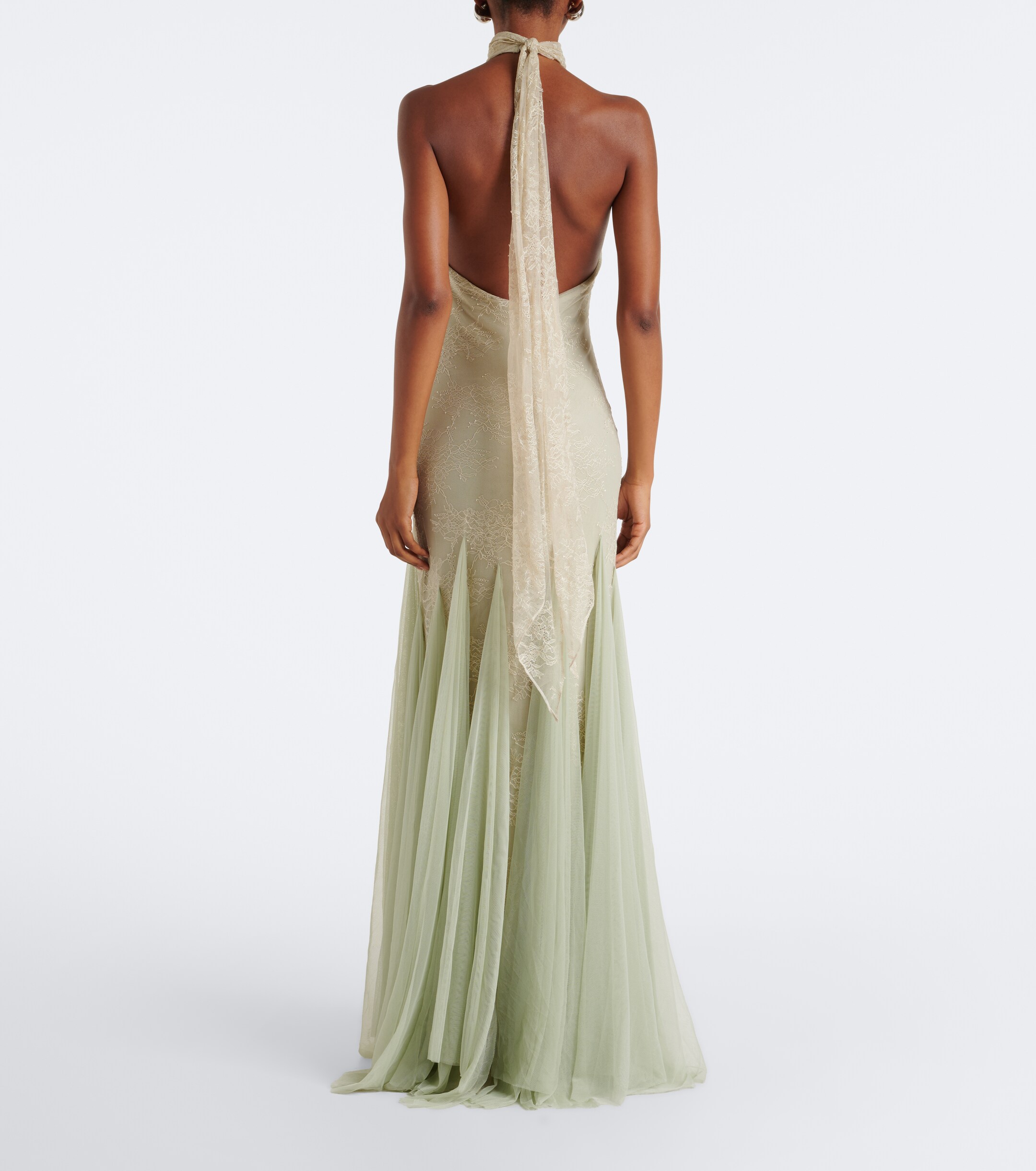 DE LA VALI De La Vali Elowen lace halterneck gown