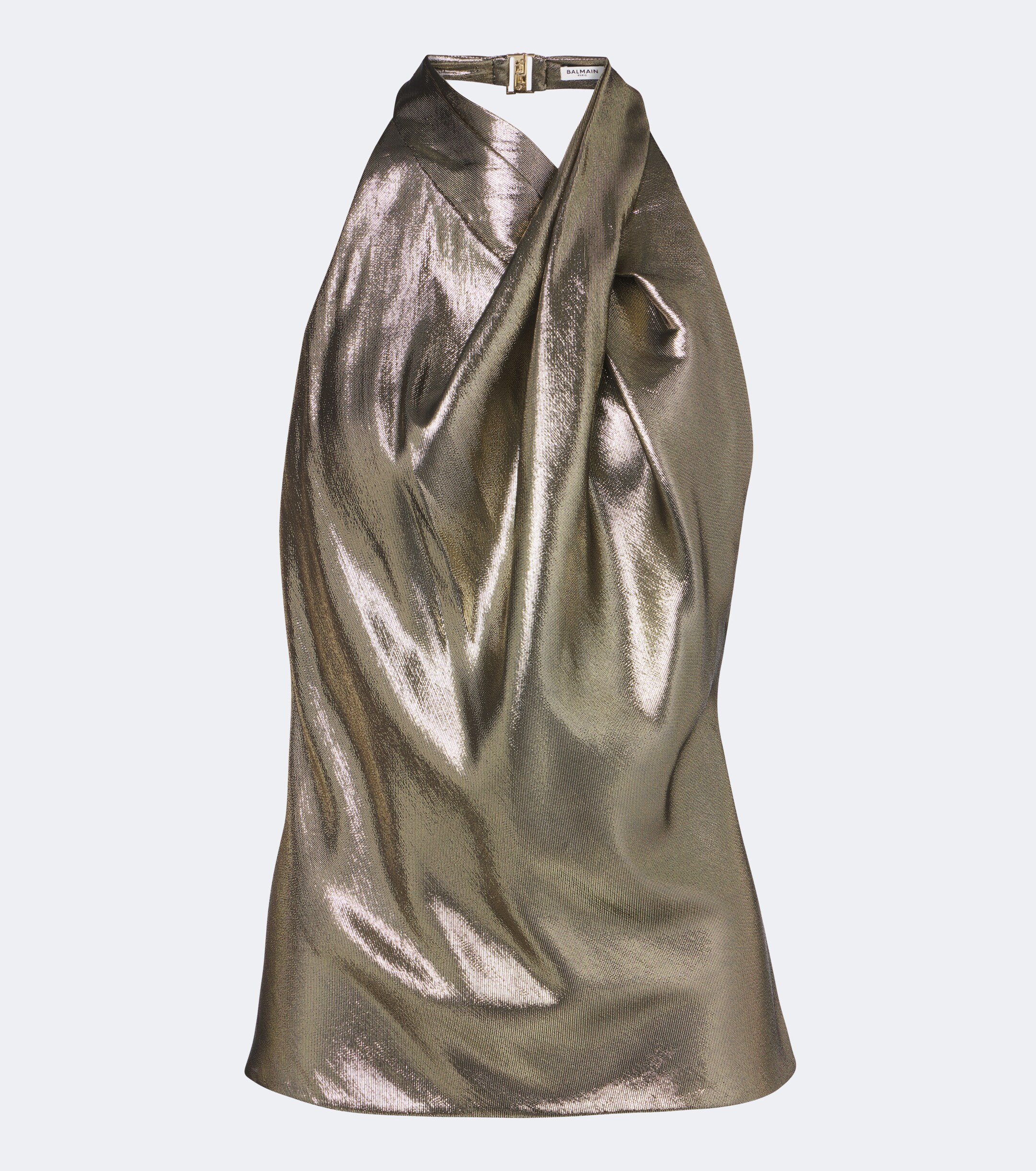 Balmain Balmain Draped halterneck silk-blend top