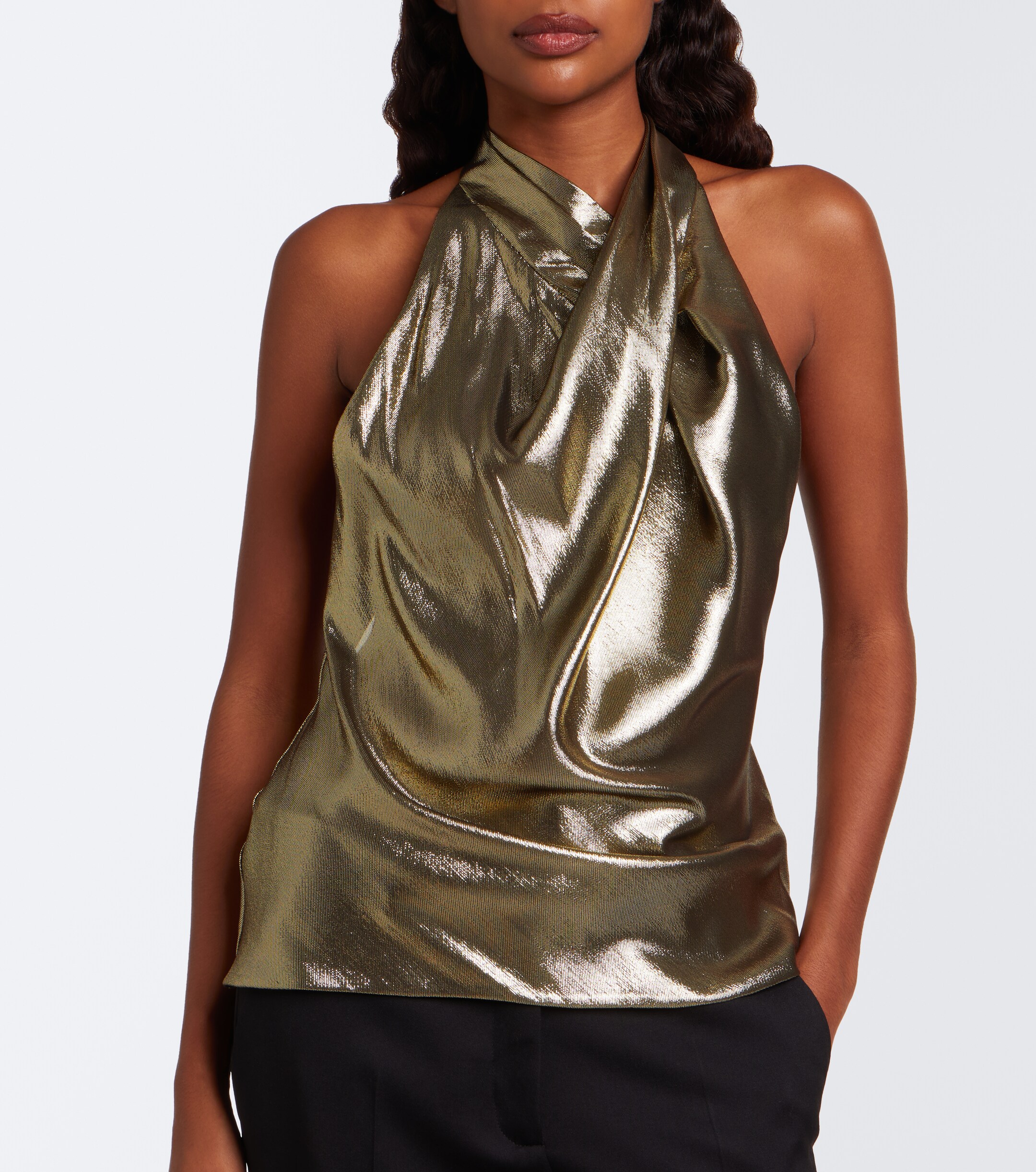 Balmain Balmain Draped halterneck silk-blend top