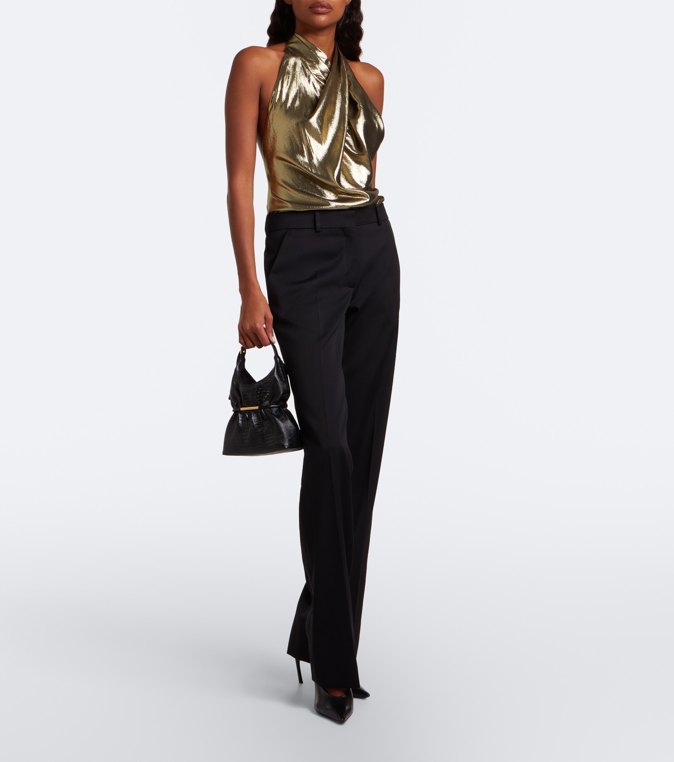 Balmain Balmain Draped halterneck silk-blend top