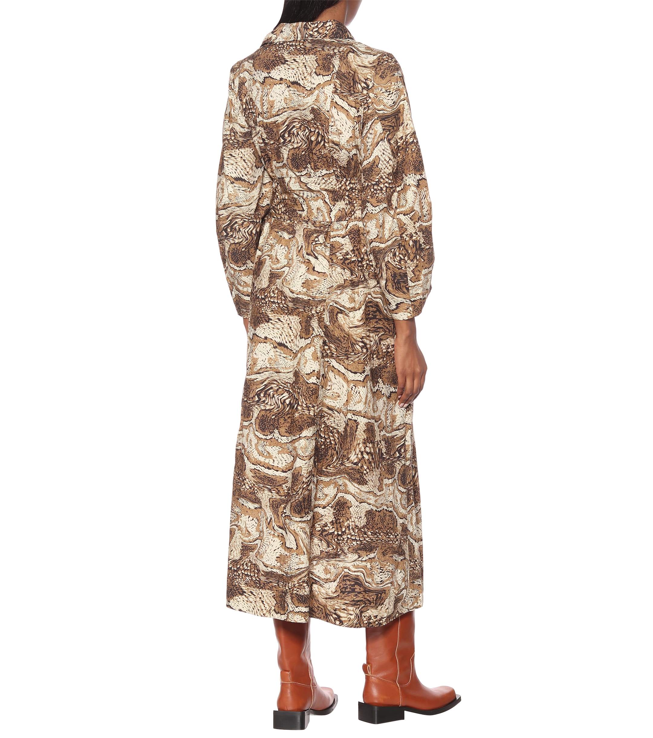 GANNI Printed cotton-poplin dress thumbnail