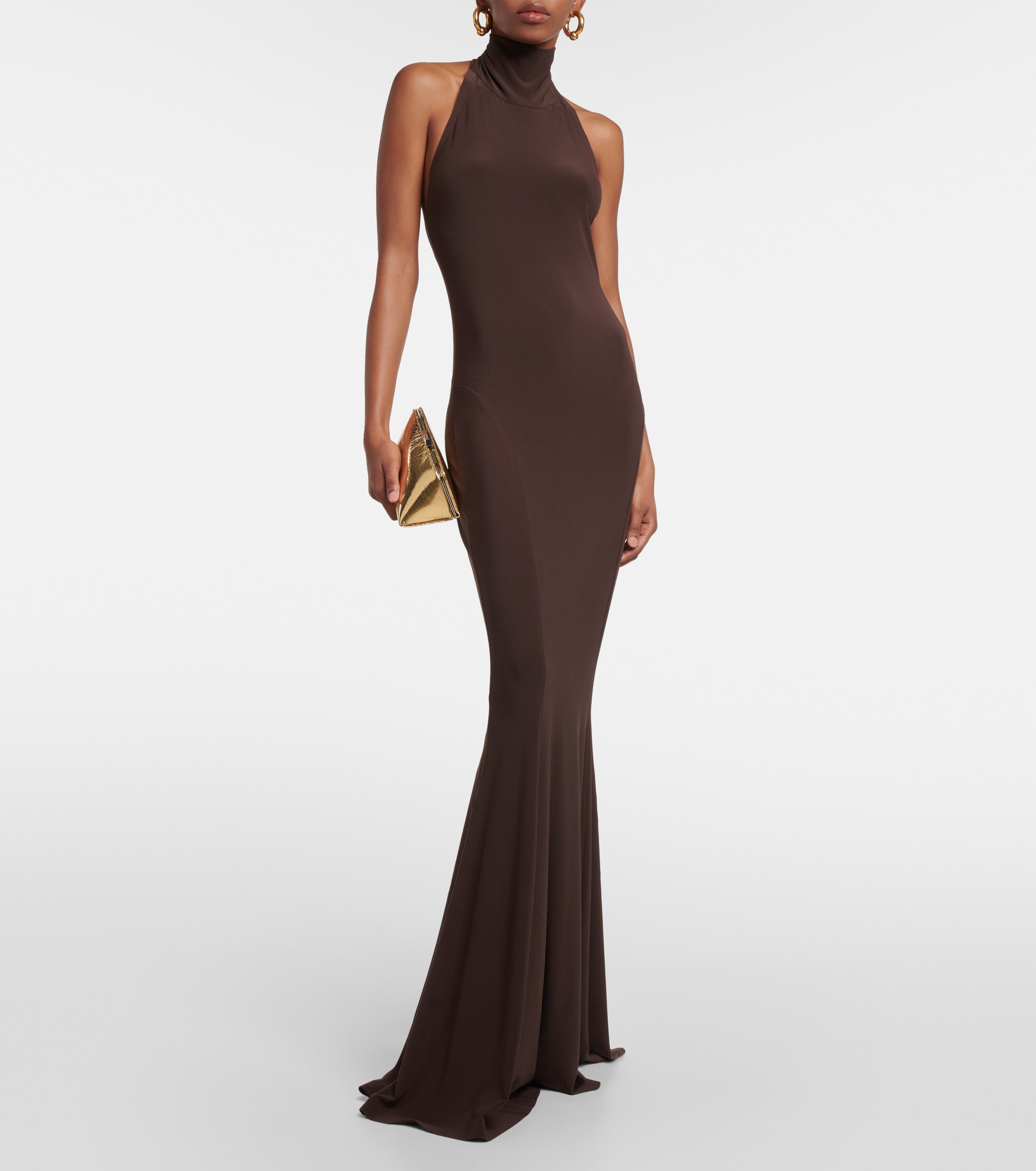 Norma Kamali Turtleneck jersey gown