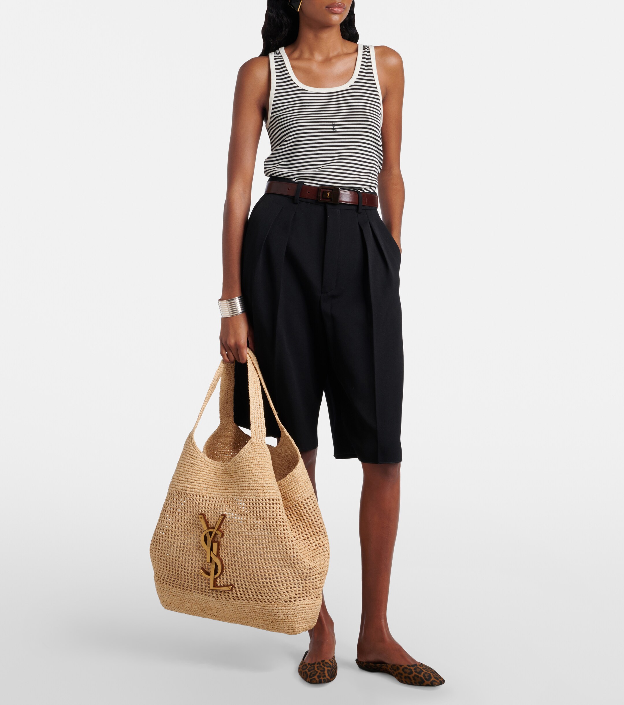 Saint Laurent Icare Maxi crochet raffia shopper