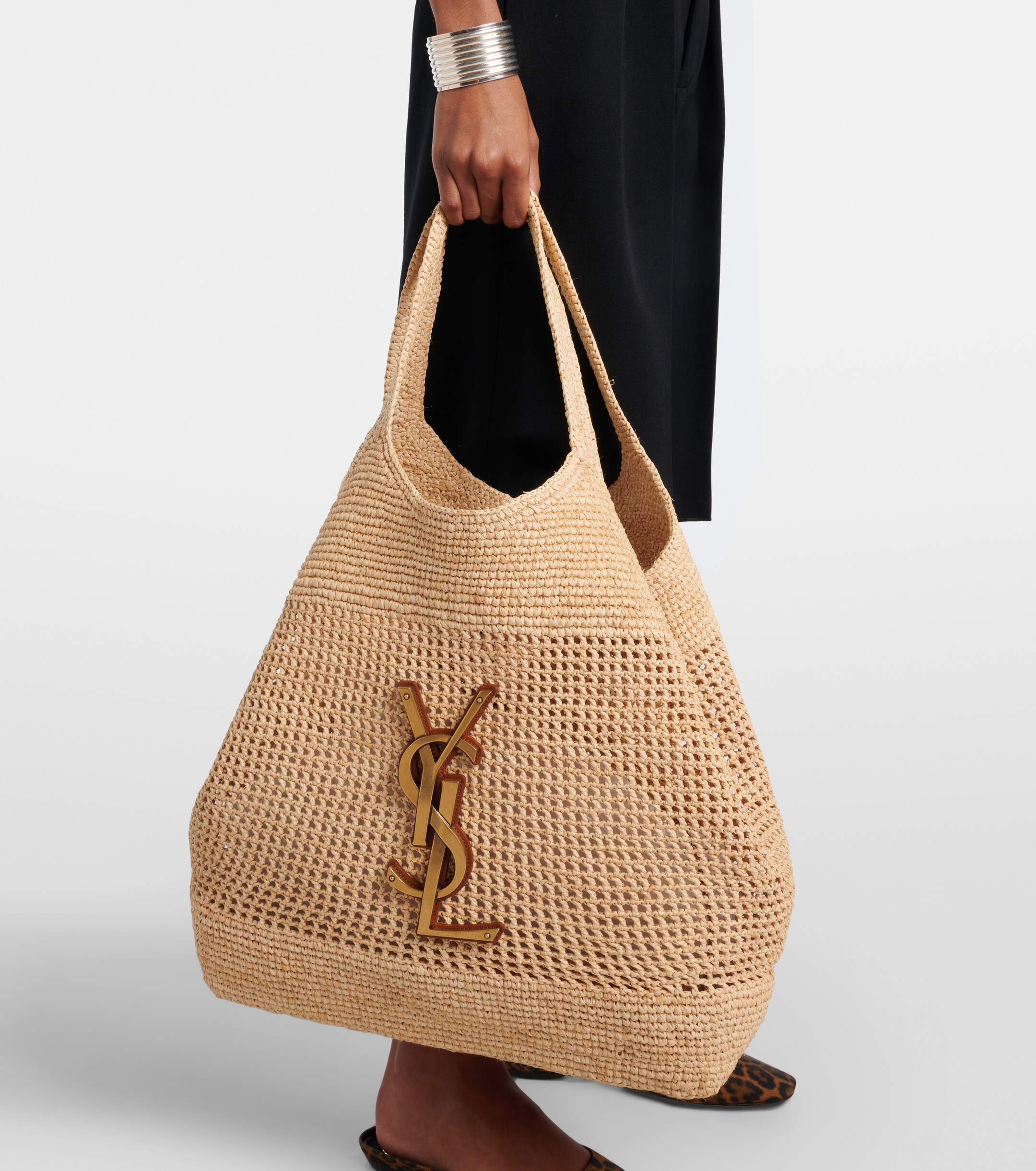 Saint Laurent Icare Maxi crochet raffia shopper
