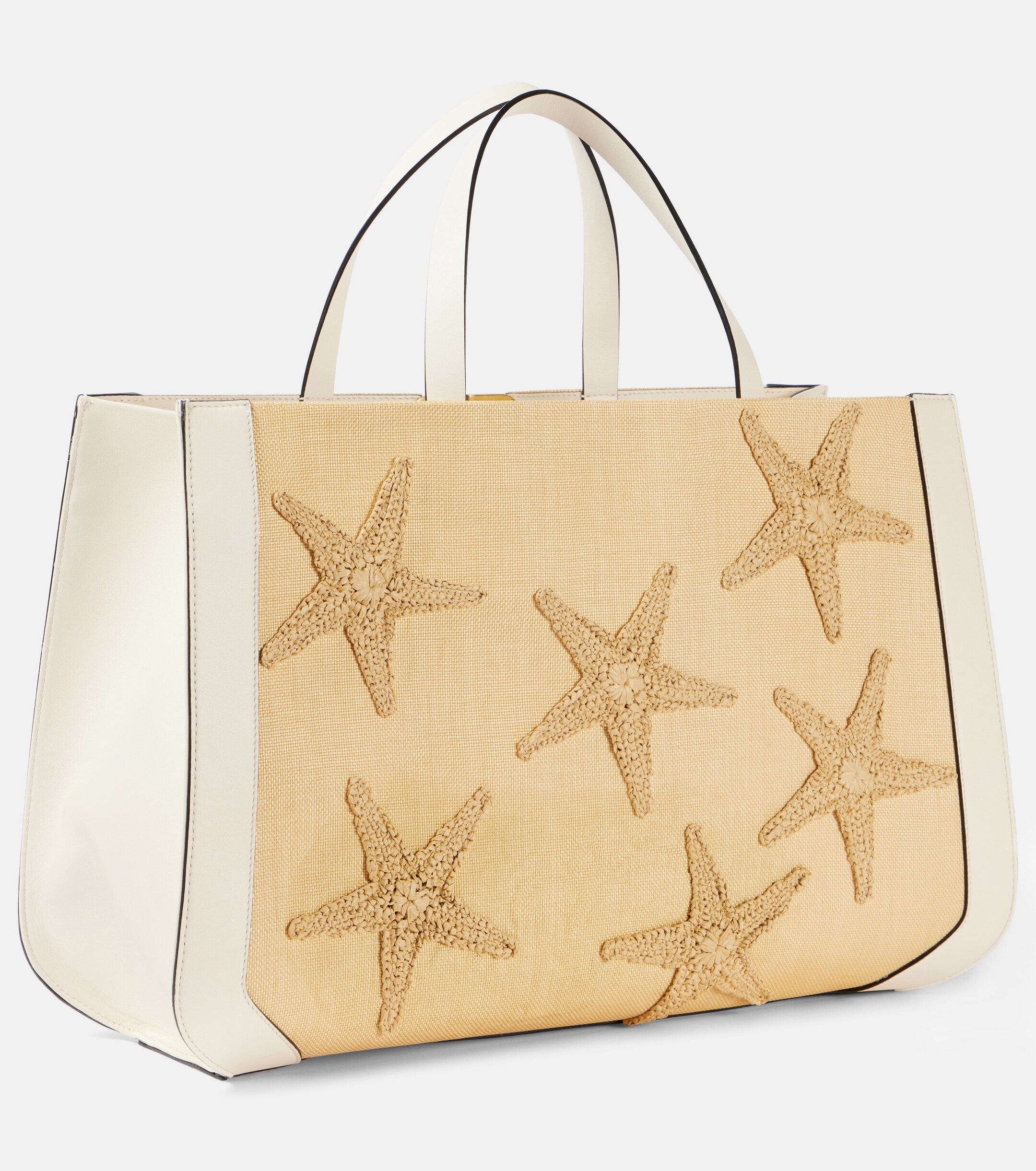 Valentino Garavani VLogo Starfish Large leather-trimmed tote bag thumbnail