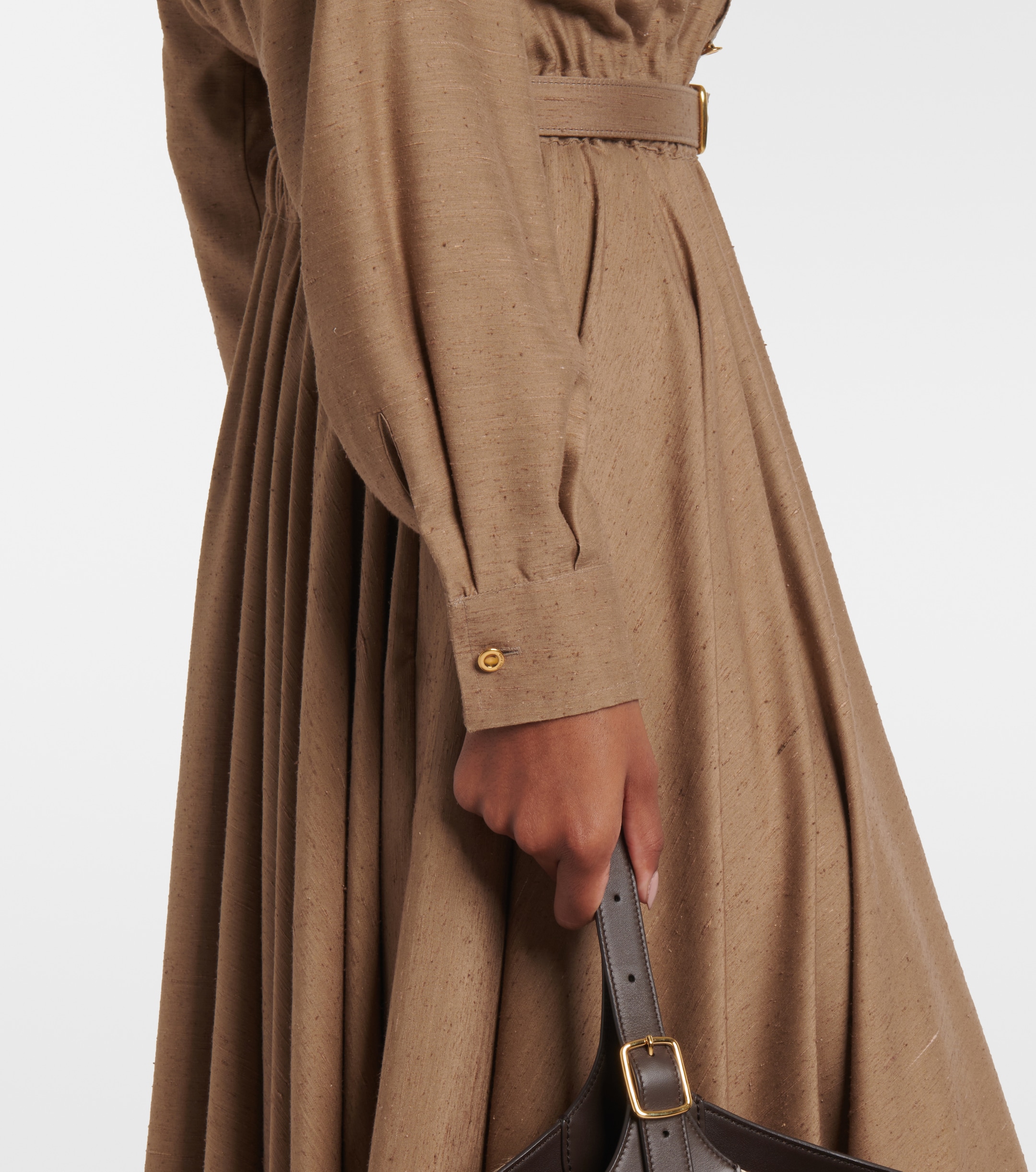 long brown dresses for women Women's Placed Iris Cotton Button-Front Shirt, Dark Bark, Size M main image 1