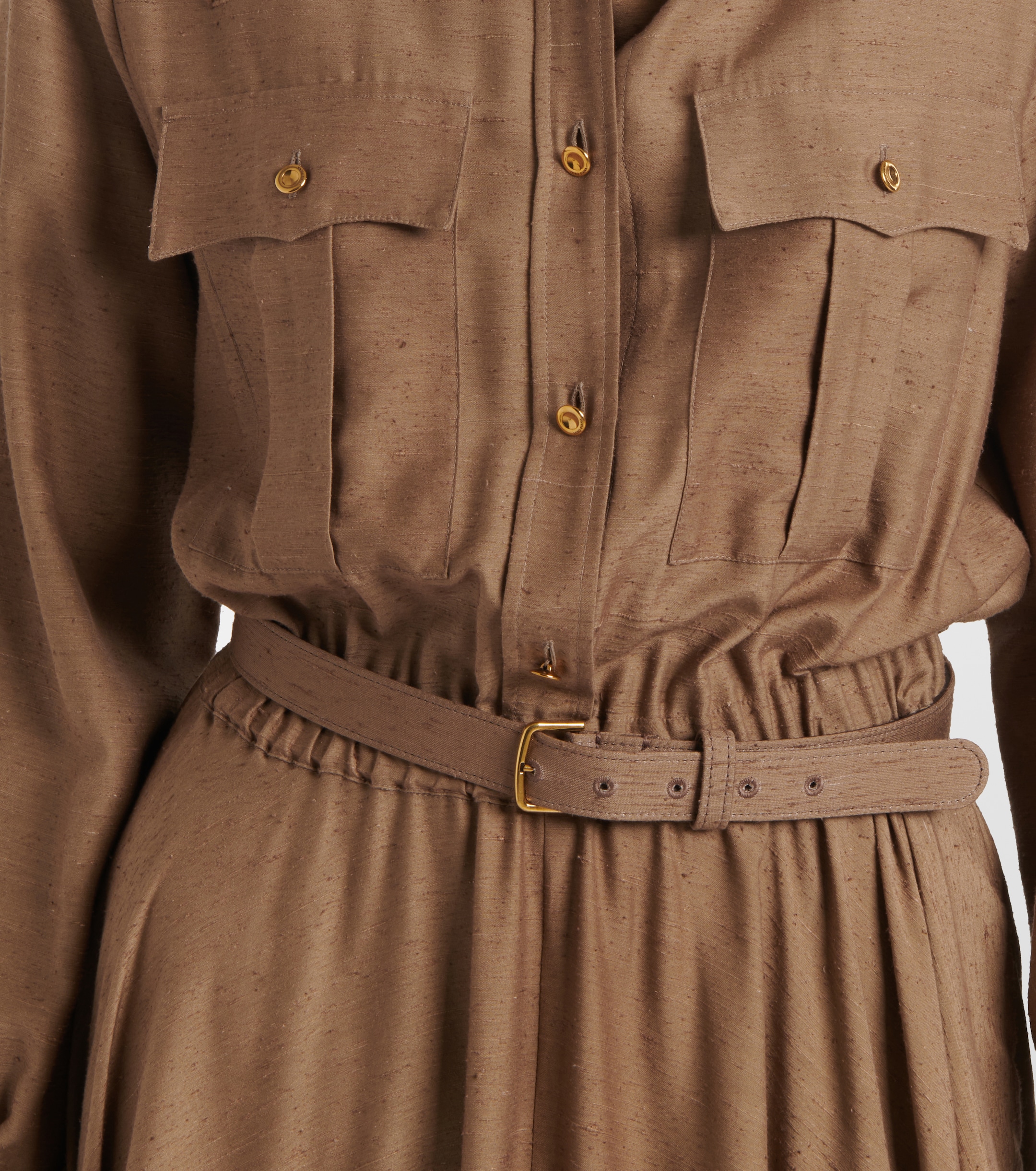 loro piana shirt dress Loro Piana 2022 Leyla Belted Linen Shirt Dress Orange