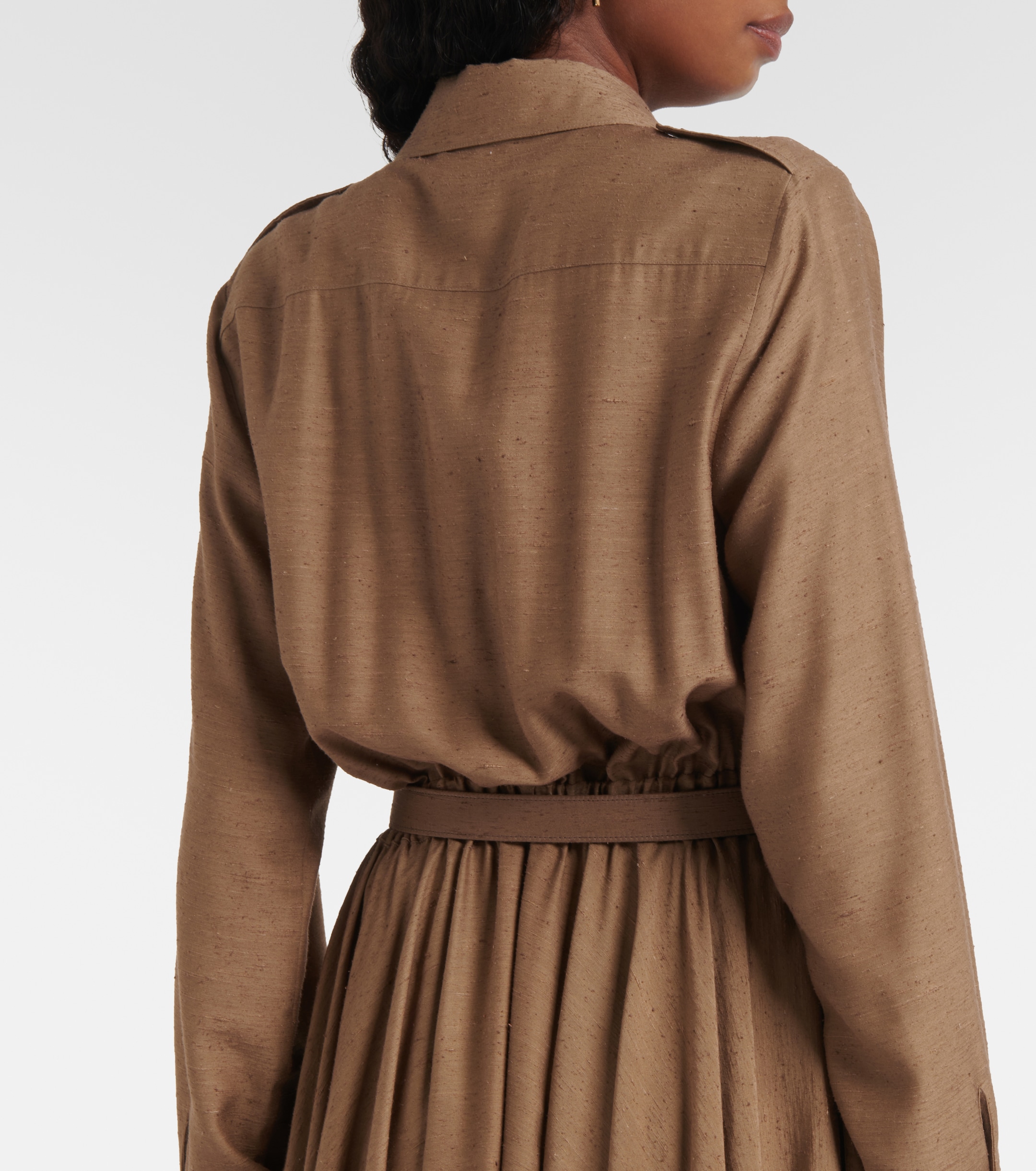 long brown dresses for women Brown Maxi Dress With Slit And Long Sleeves