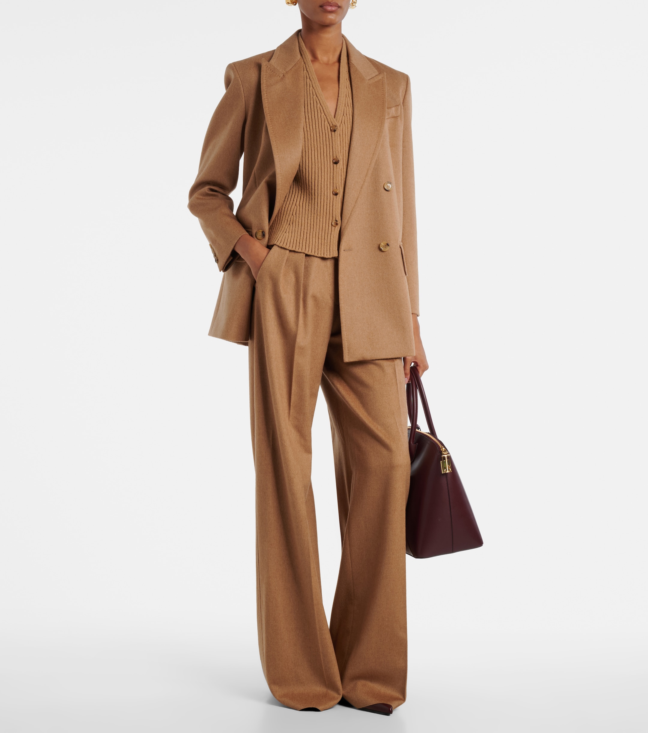 Max Mara Max Mara Madre paneled wool-blend and satin vest