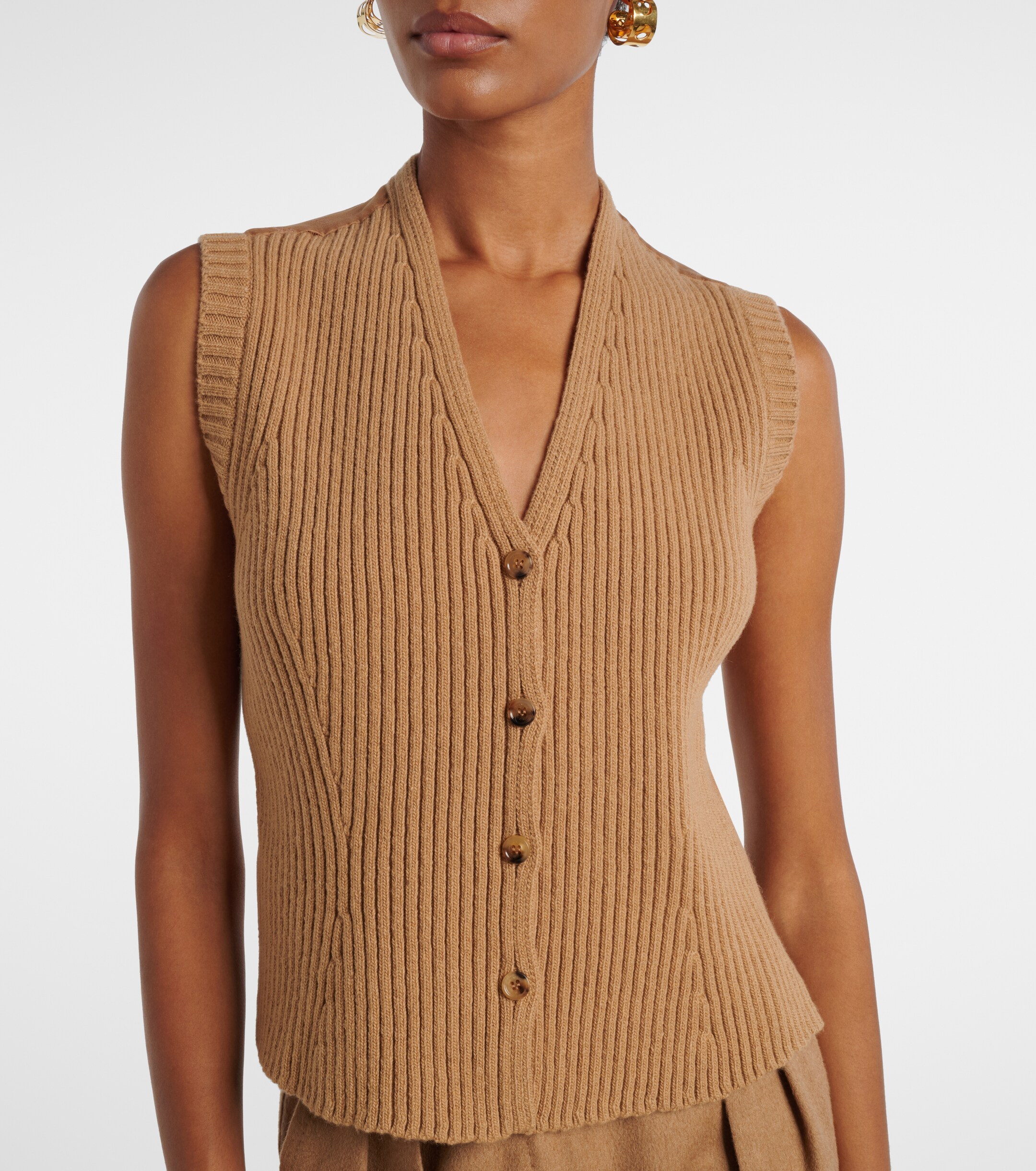 Max Mara Max Mara Madre paneled wool-blend and satin vest