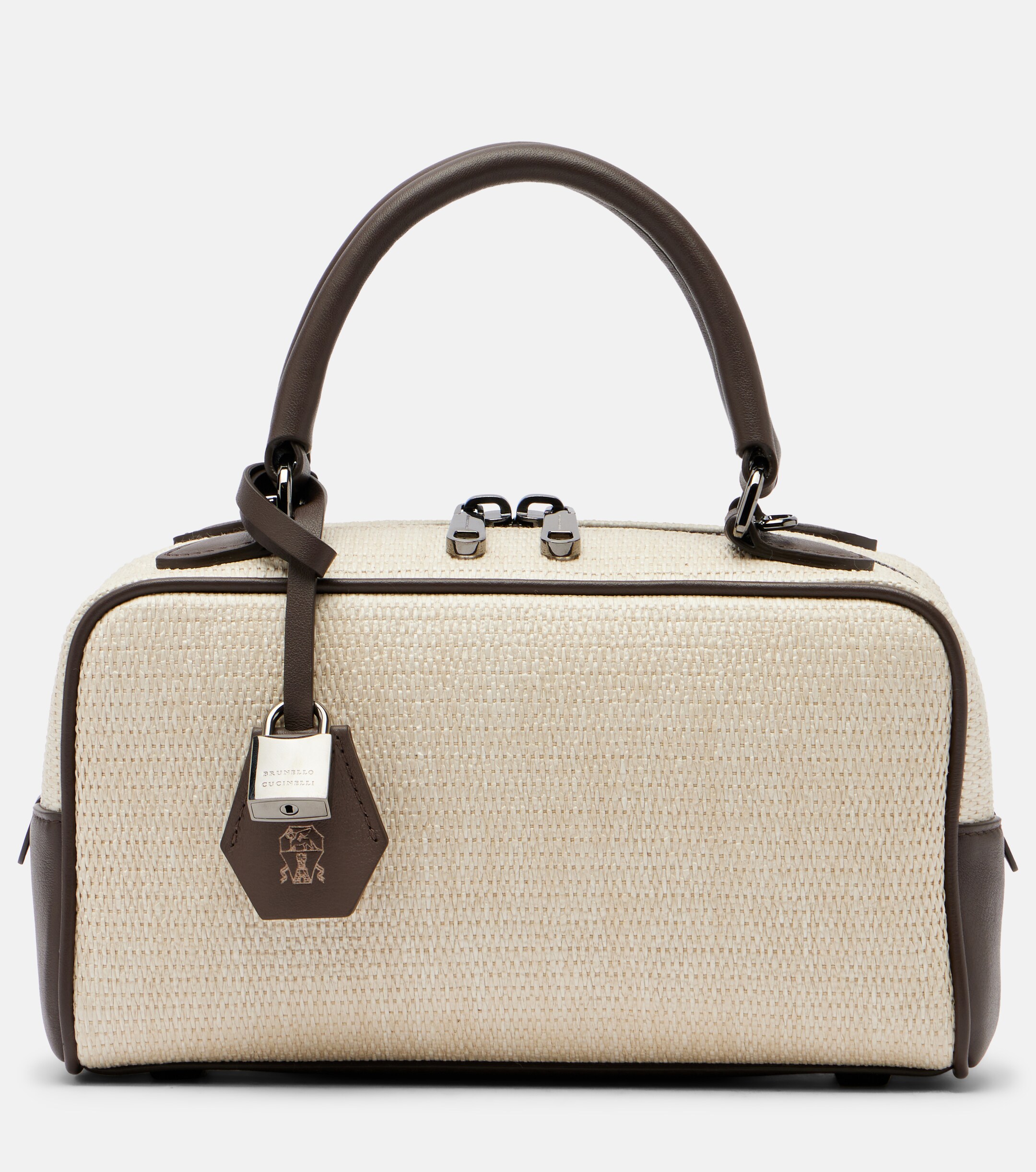Brunello Cucinelli Leather-trimmed top-handle bag