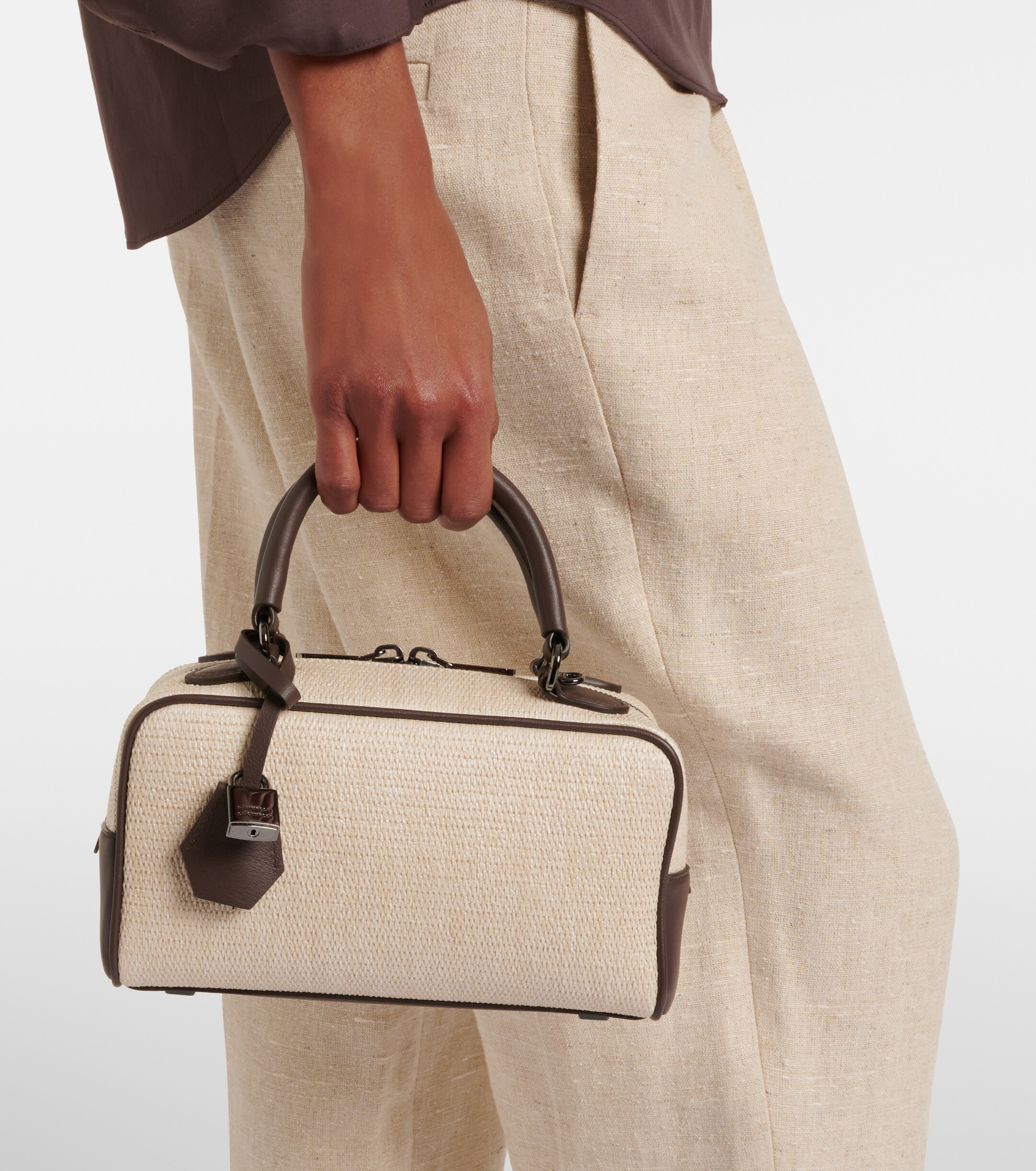 Brunello Cucinelli Leather-trimmed top-handle bag